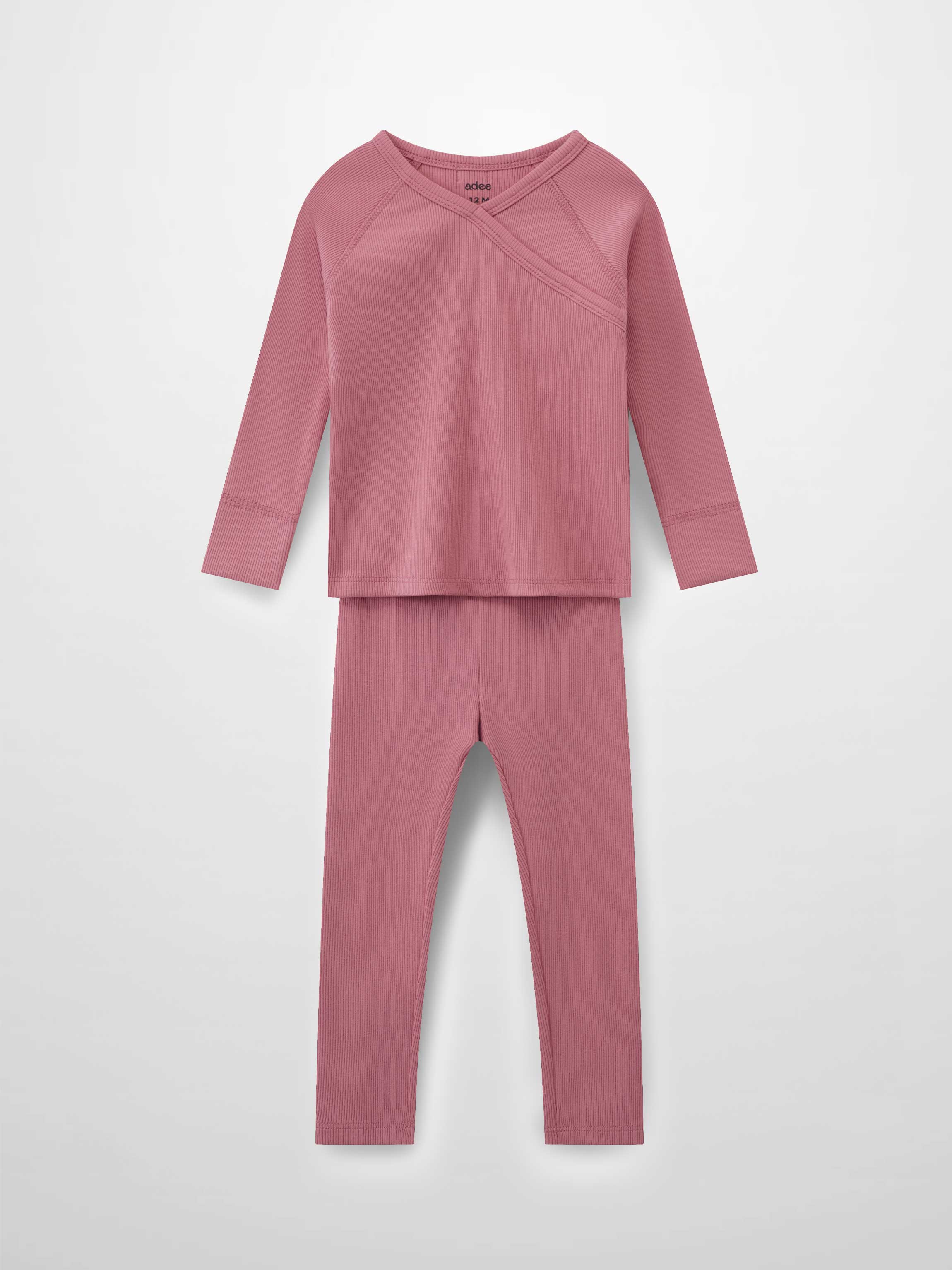 Crossover Thin Ribbed Pajama - Pink