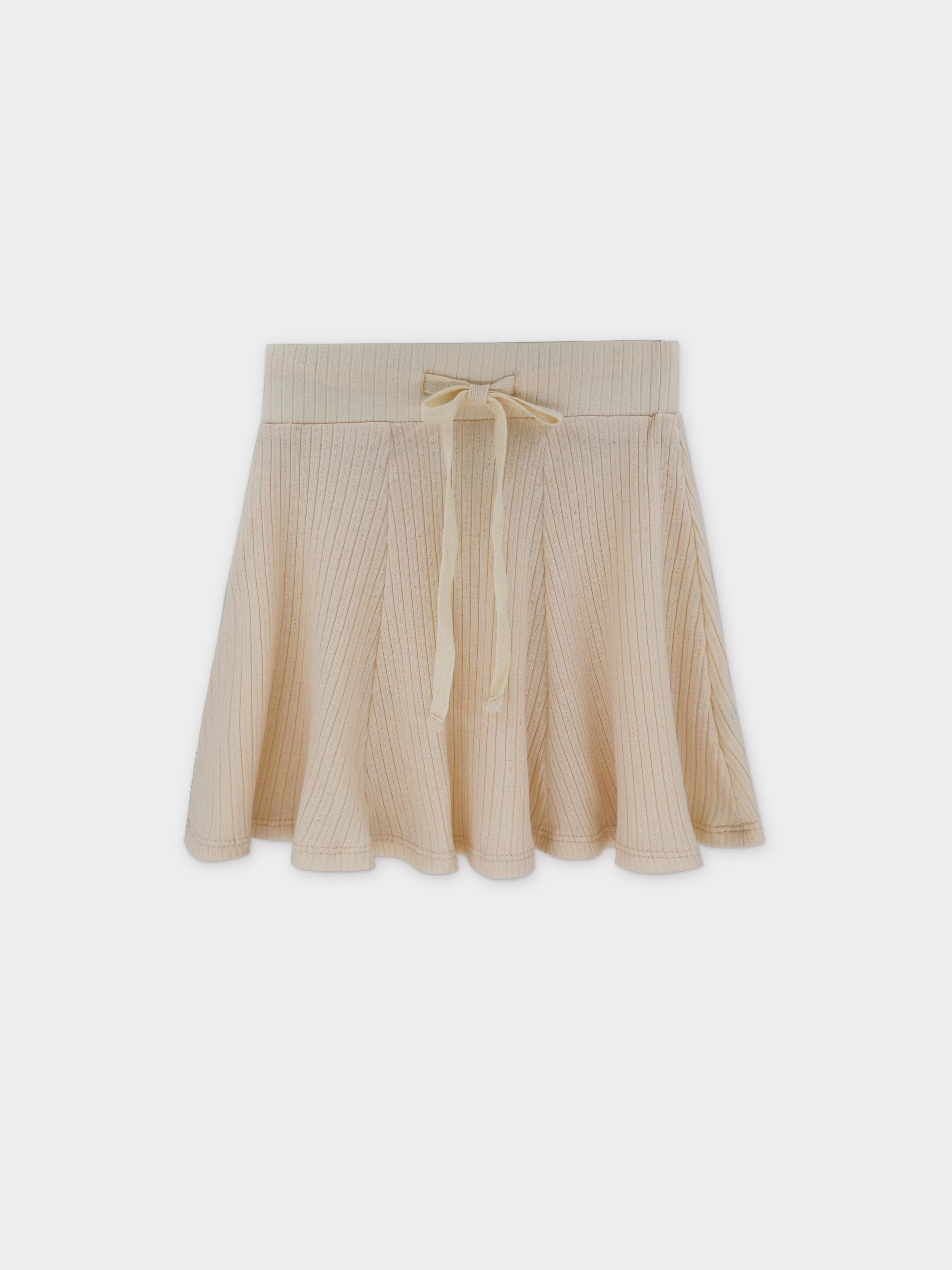 Pointelle V-Neck Short Sleeve Shirt & Skirt-Ivory