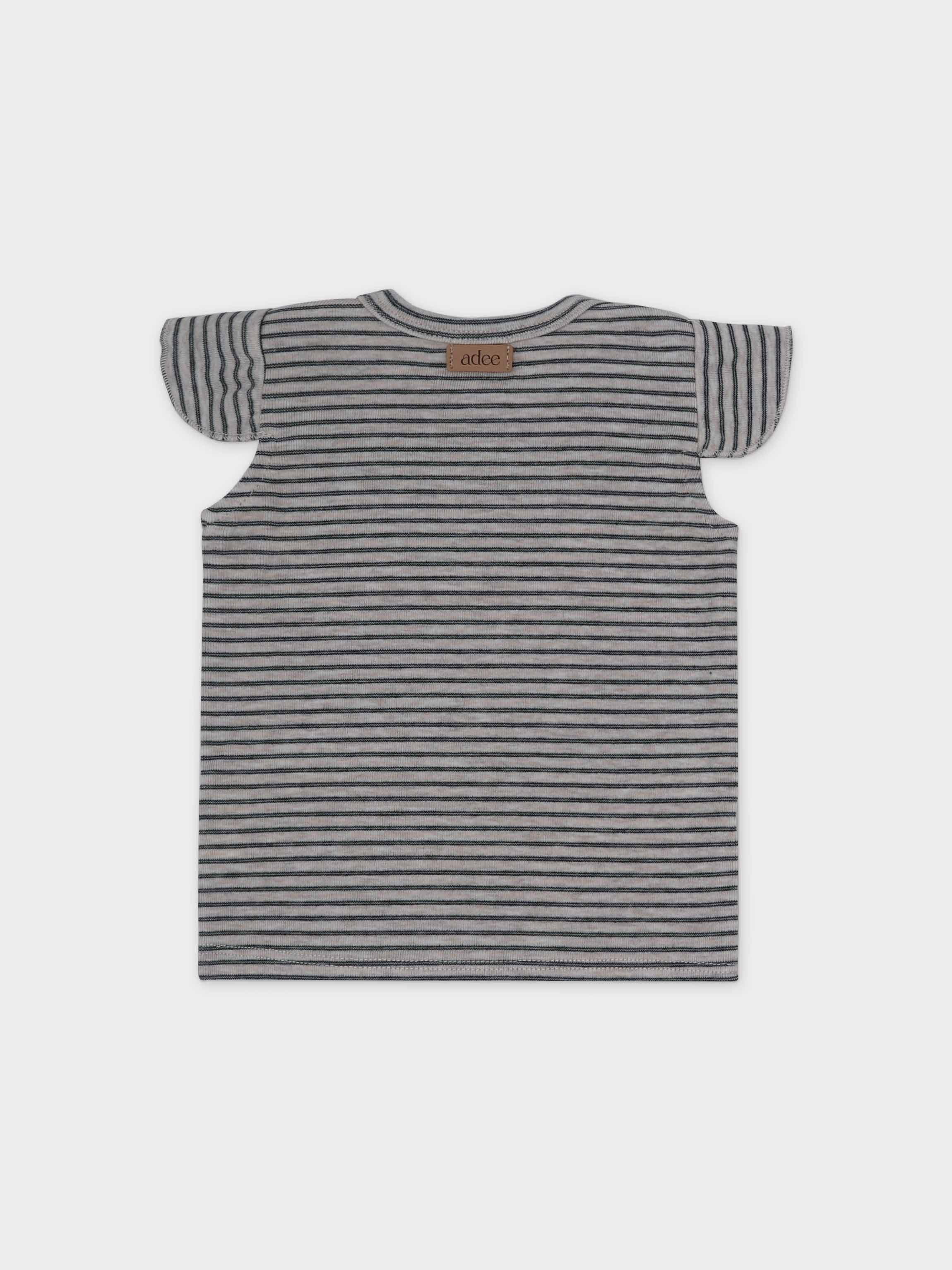 Tank Set with Ruffles-Tan & Black Stripe