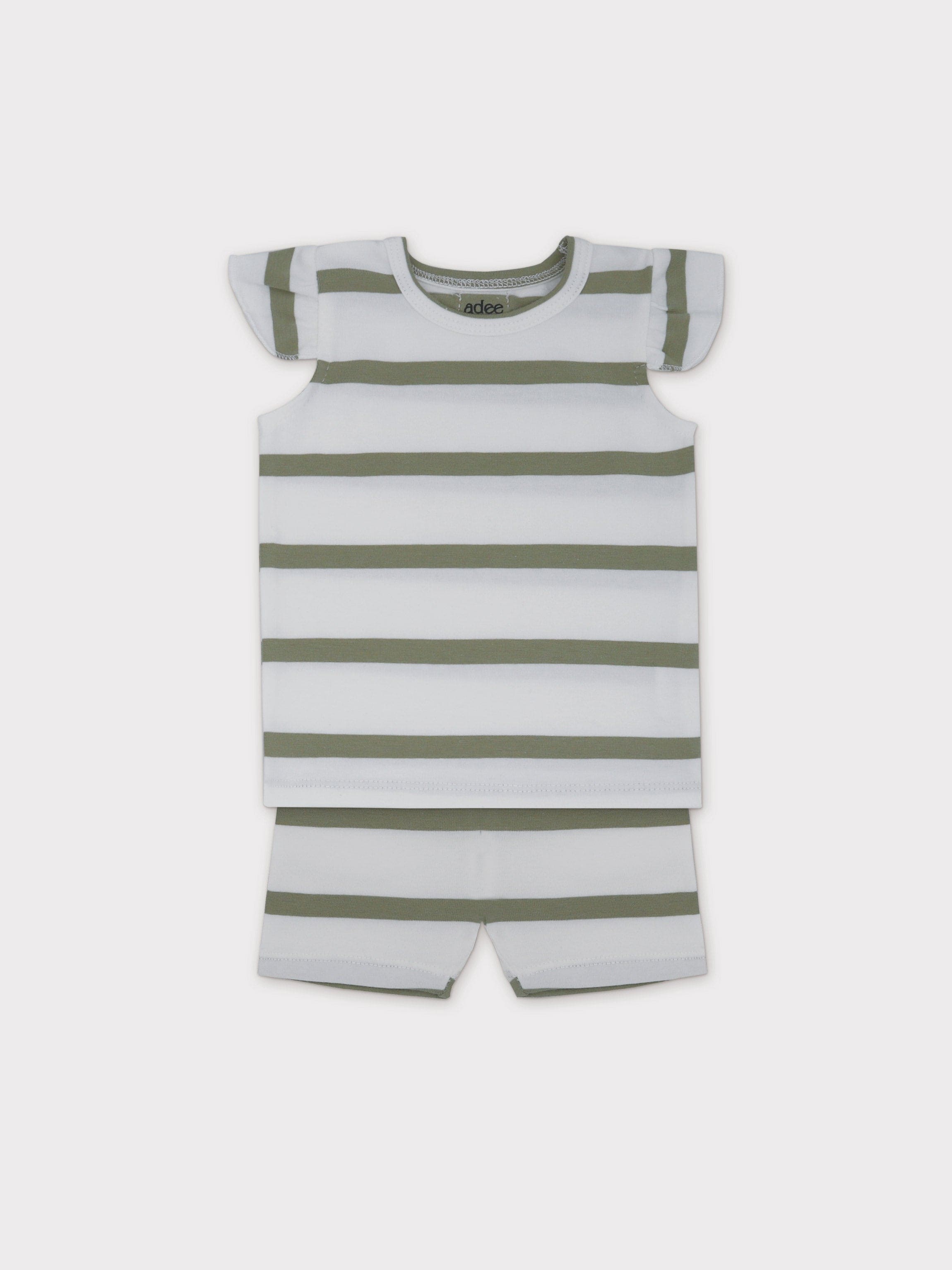 Tank Set with Ruffles-Green & White Stripe
