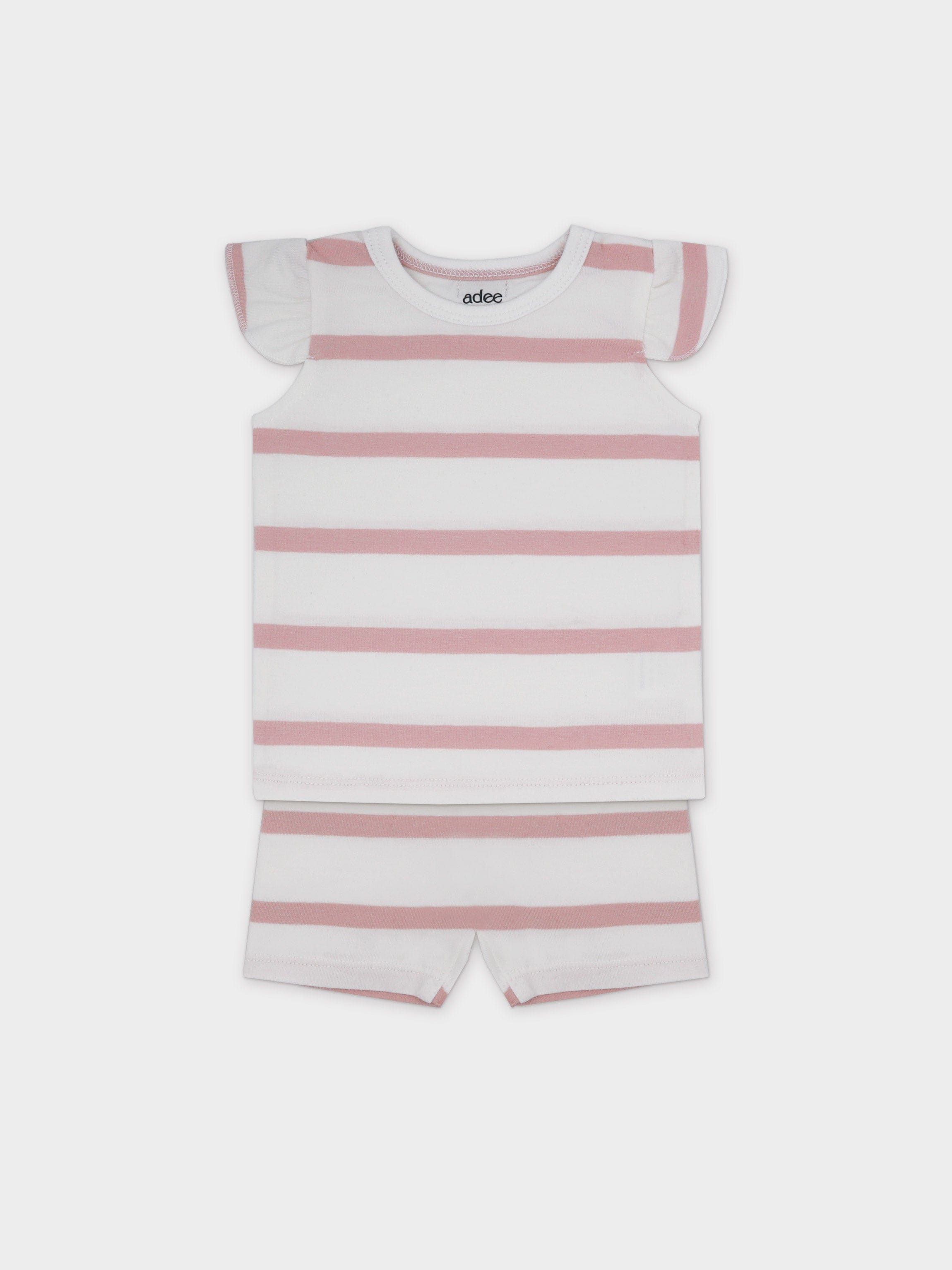 Tank Set with Ruffles-Pink & White Stripe