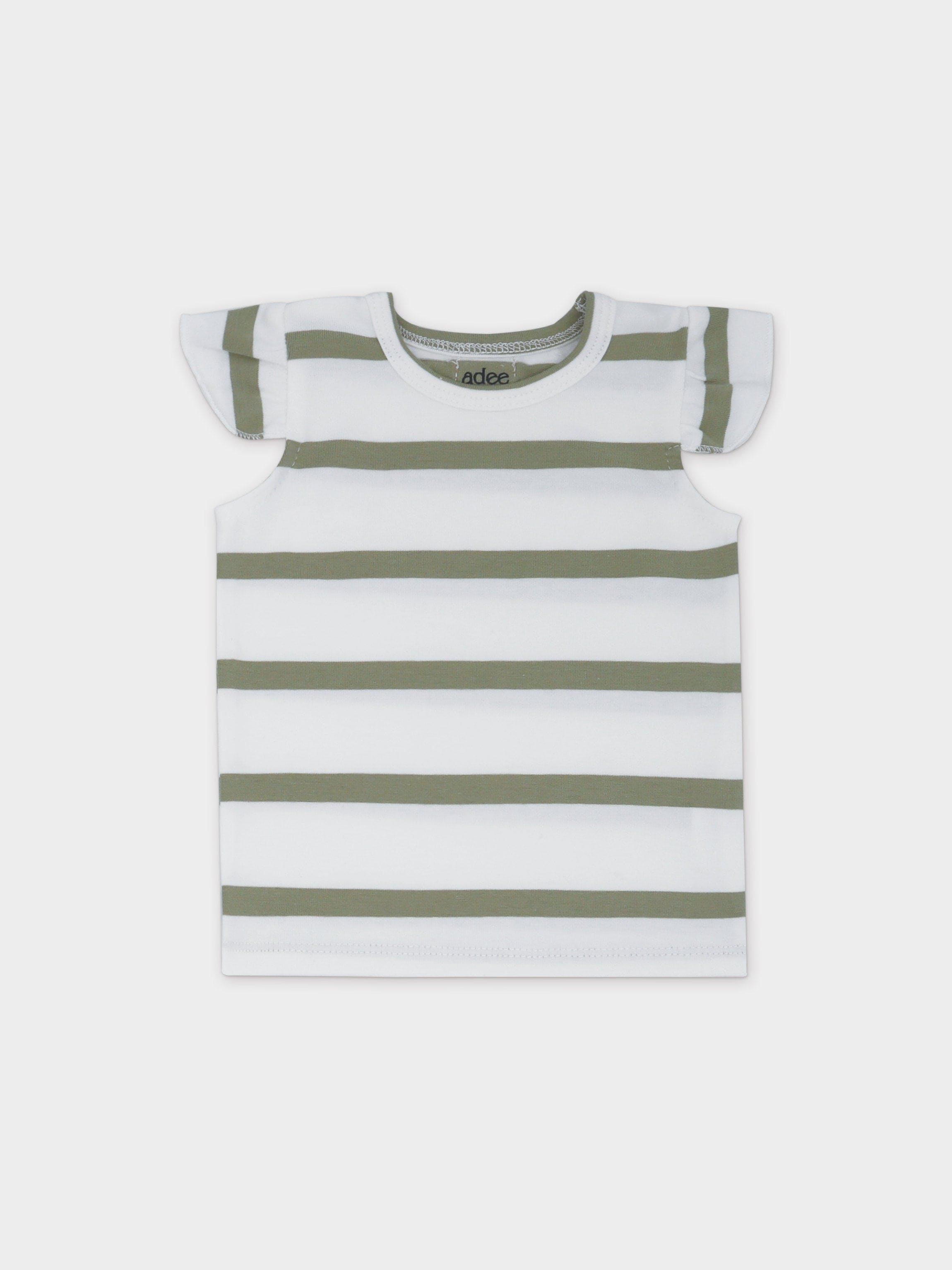 Tank Set with Ruffles-Green & White Stripe