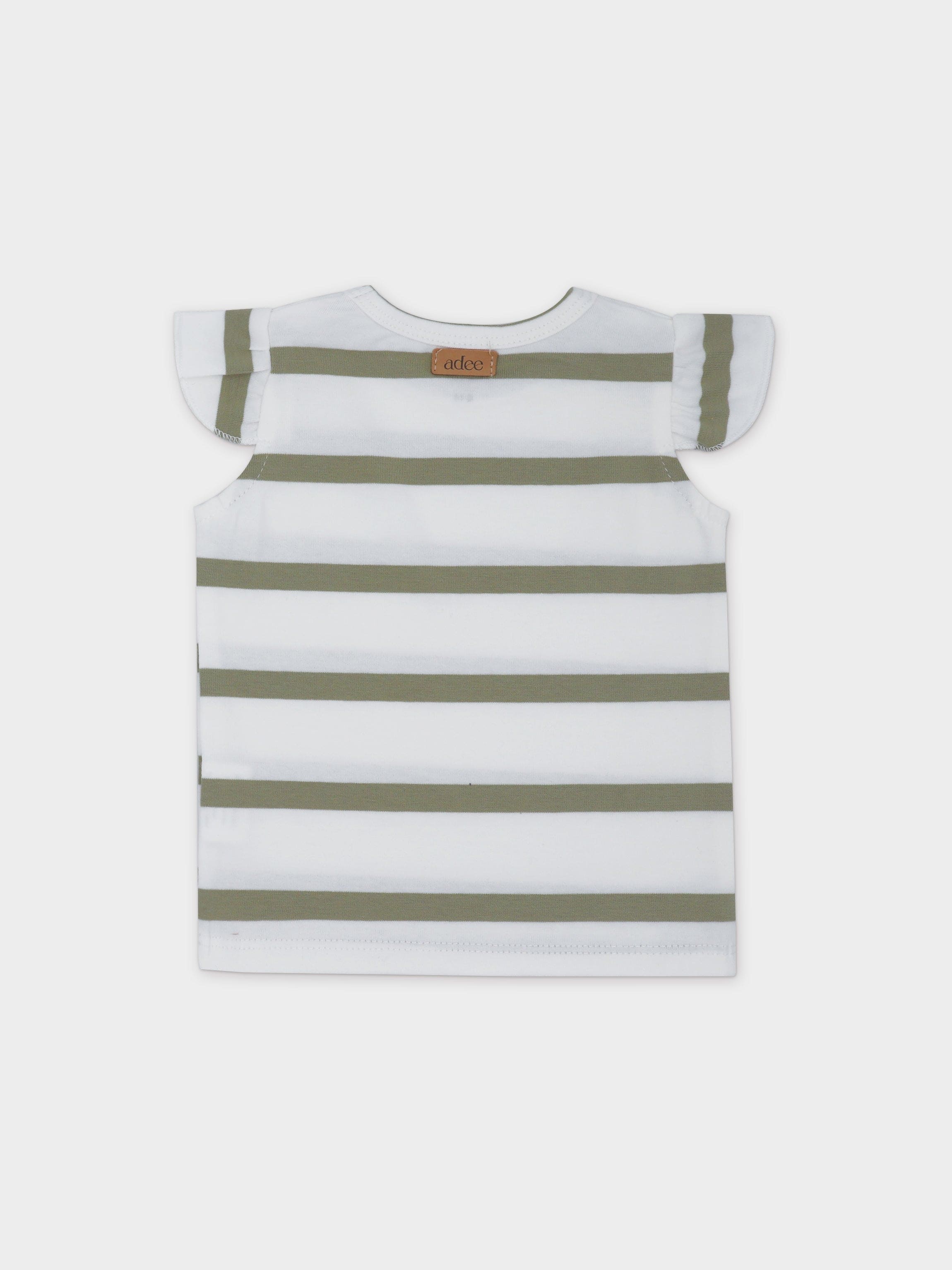 Tank Set with Ruffles-Green & White Stripe
