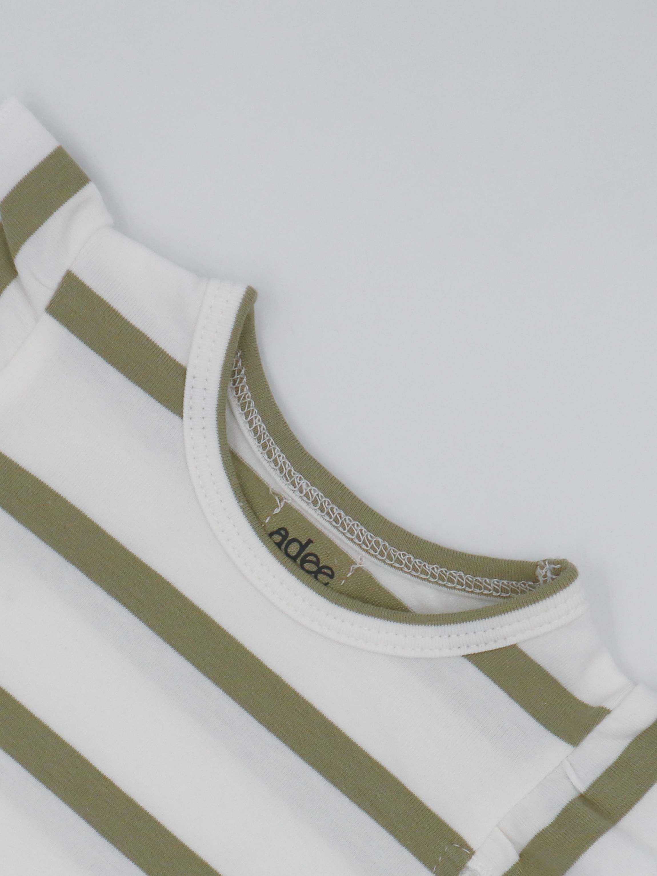 Tank Set with Ruffles-Green & White Stripe