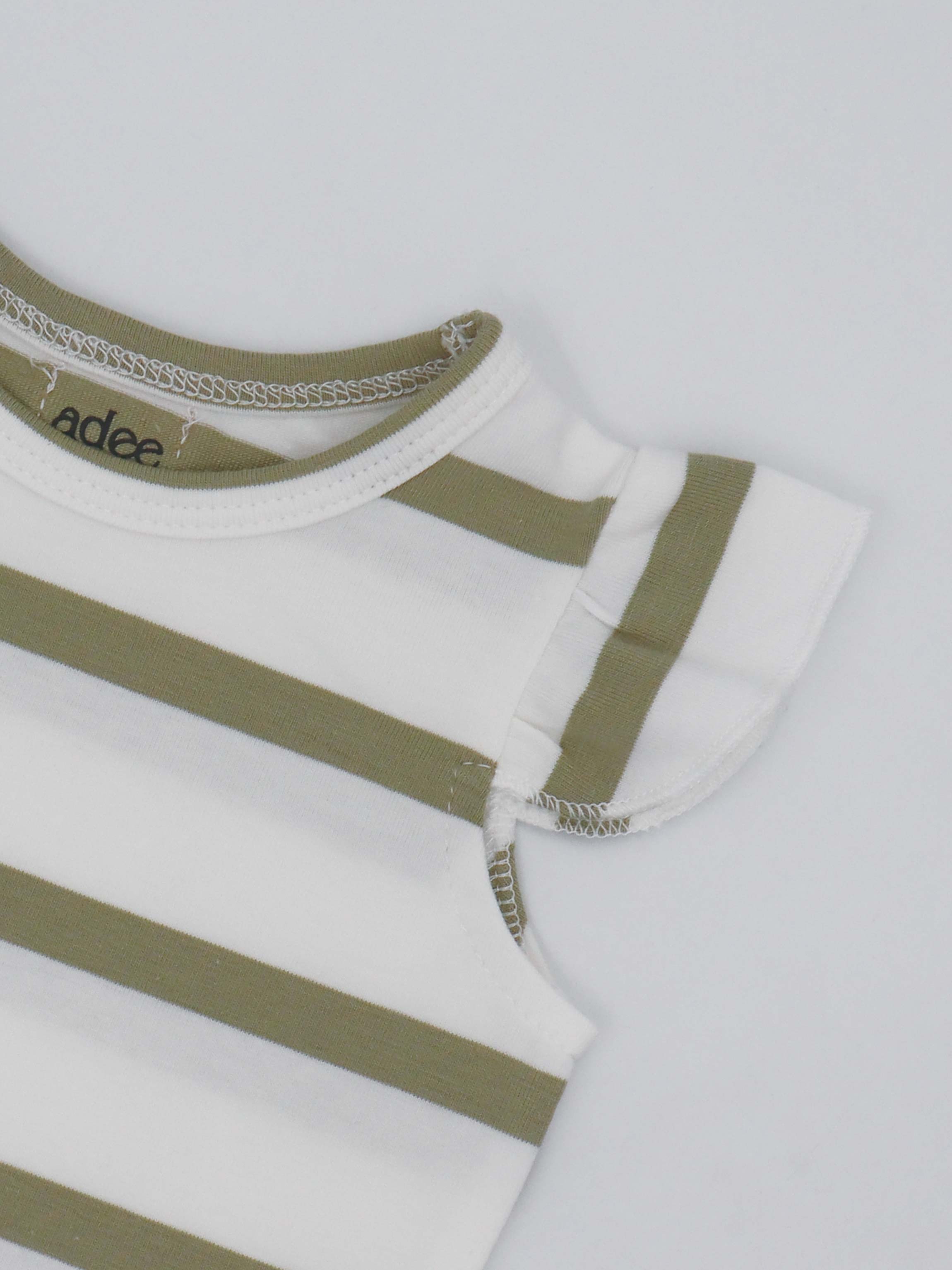 Tank Set with Ruffles-Green & White Stripe