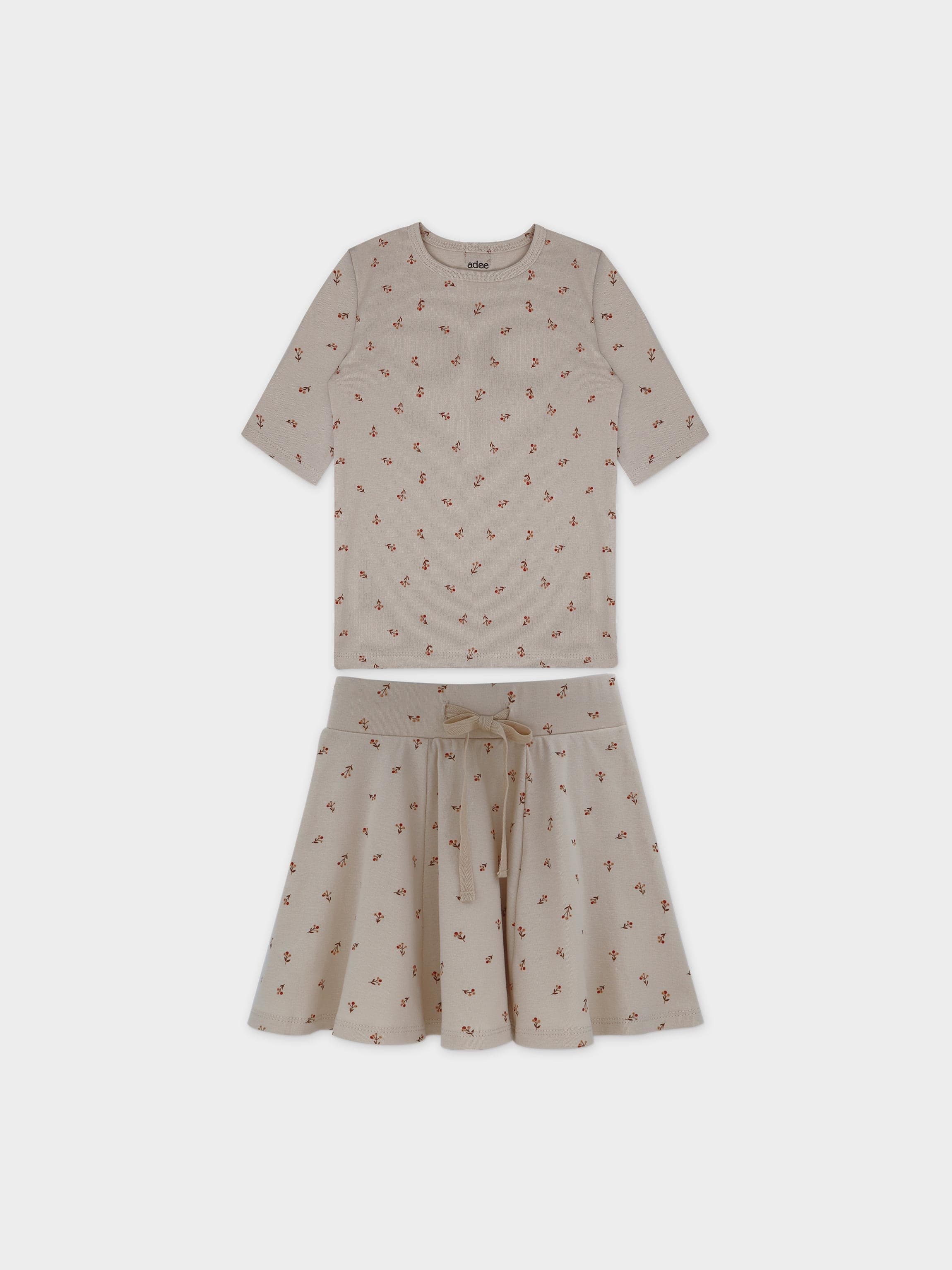 Baby Buds Short Sleeve Shirt & Skirt-Red