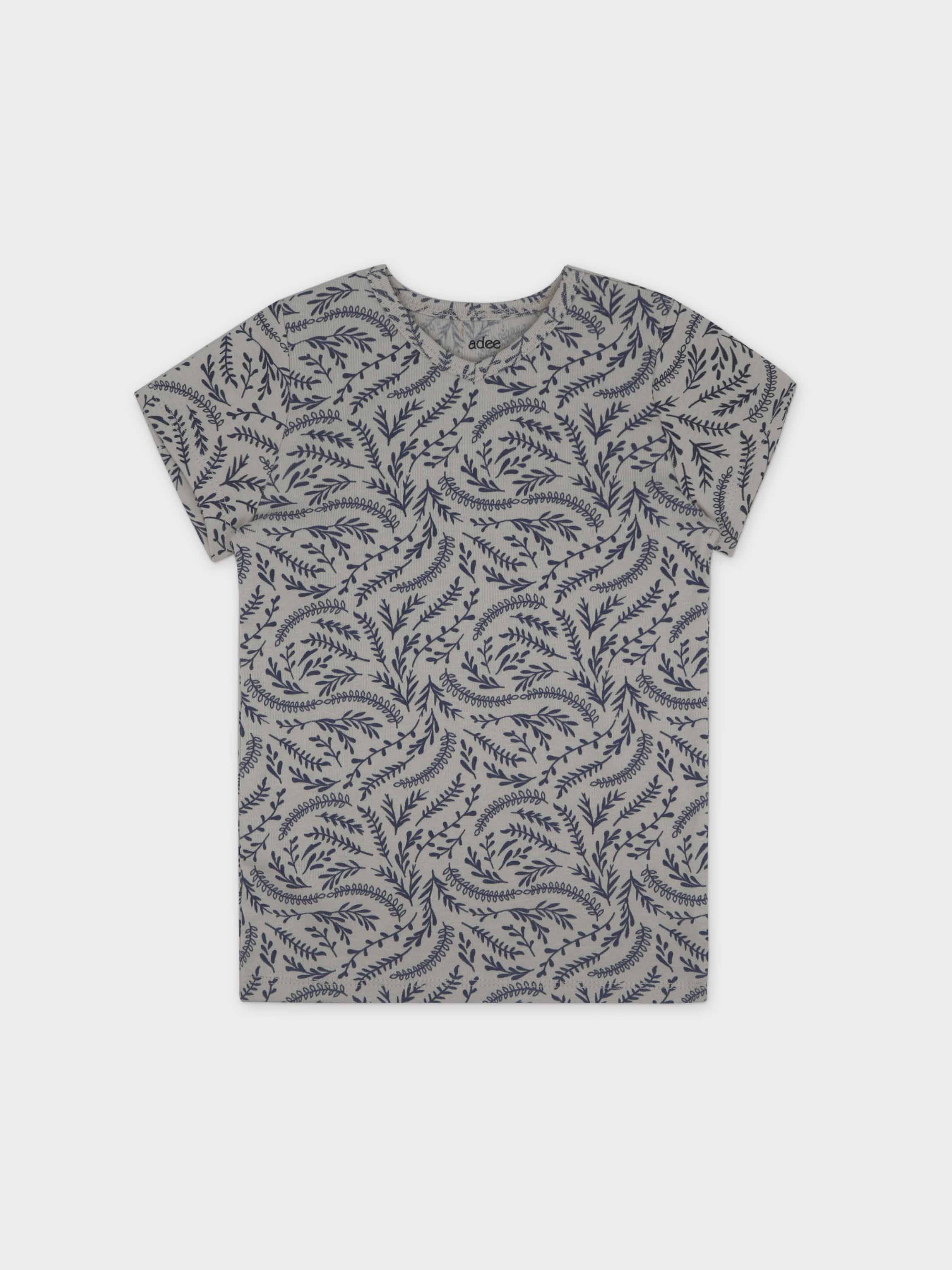 Paisley Short Sleeve Shirt & Skirt-Blue
