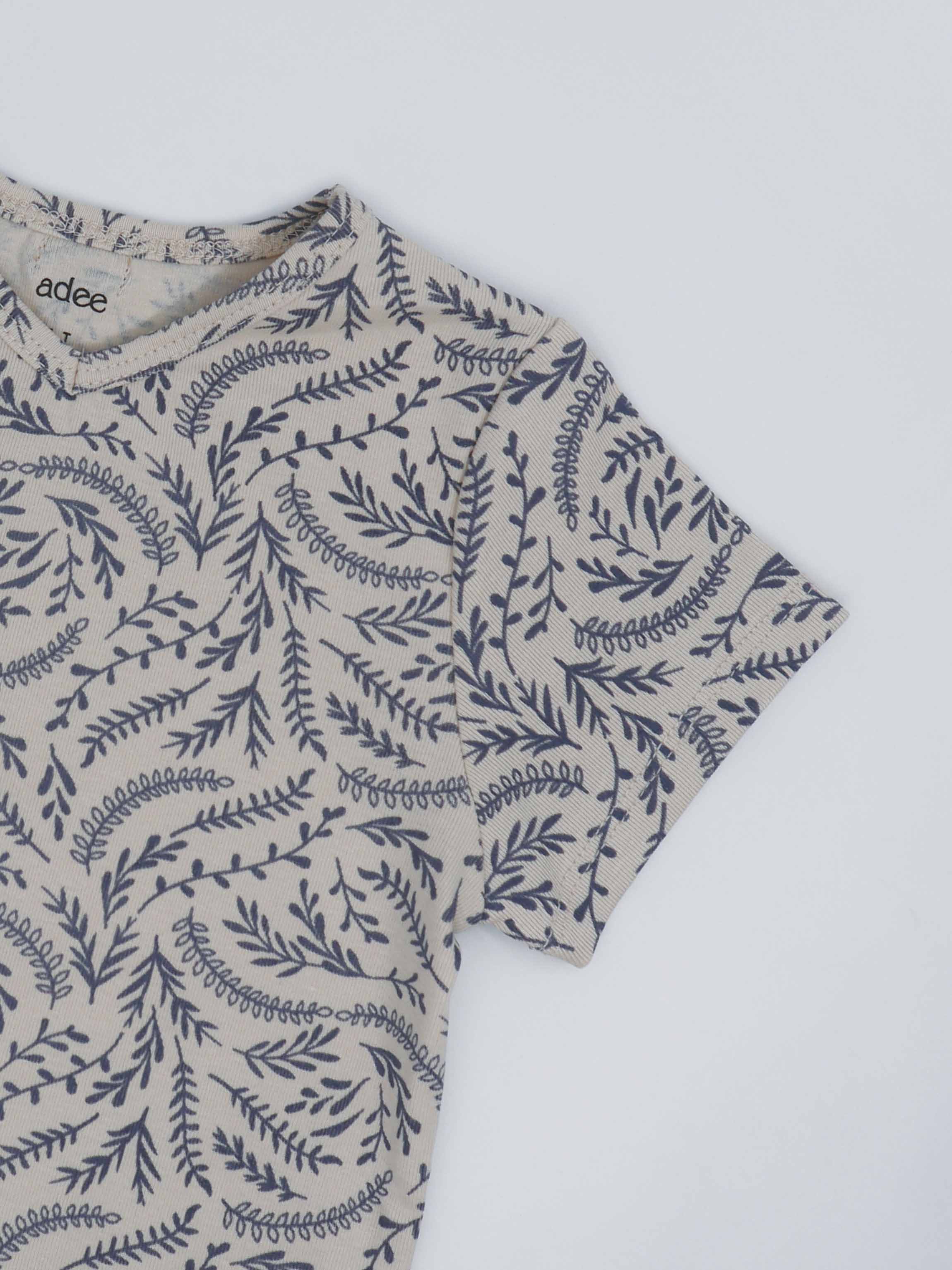 Paisley Short Sleeve Shirt & Skirt-Blue