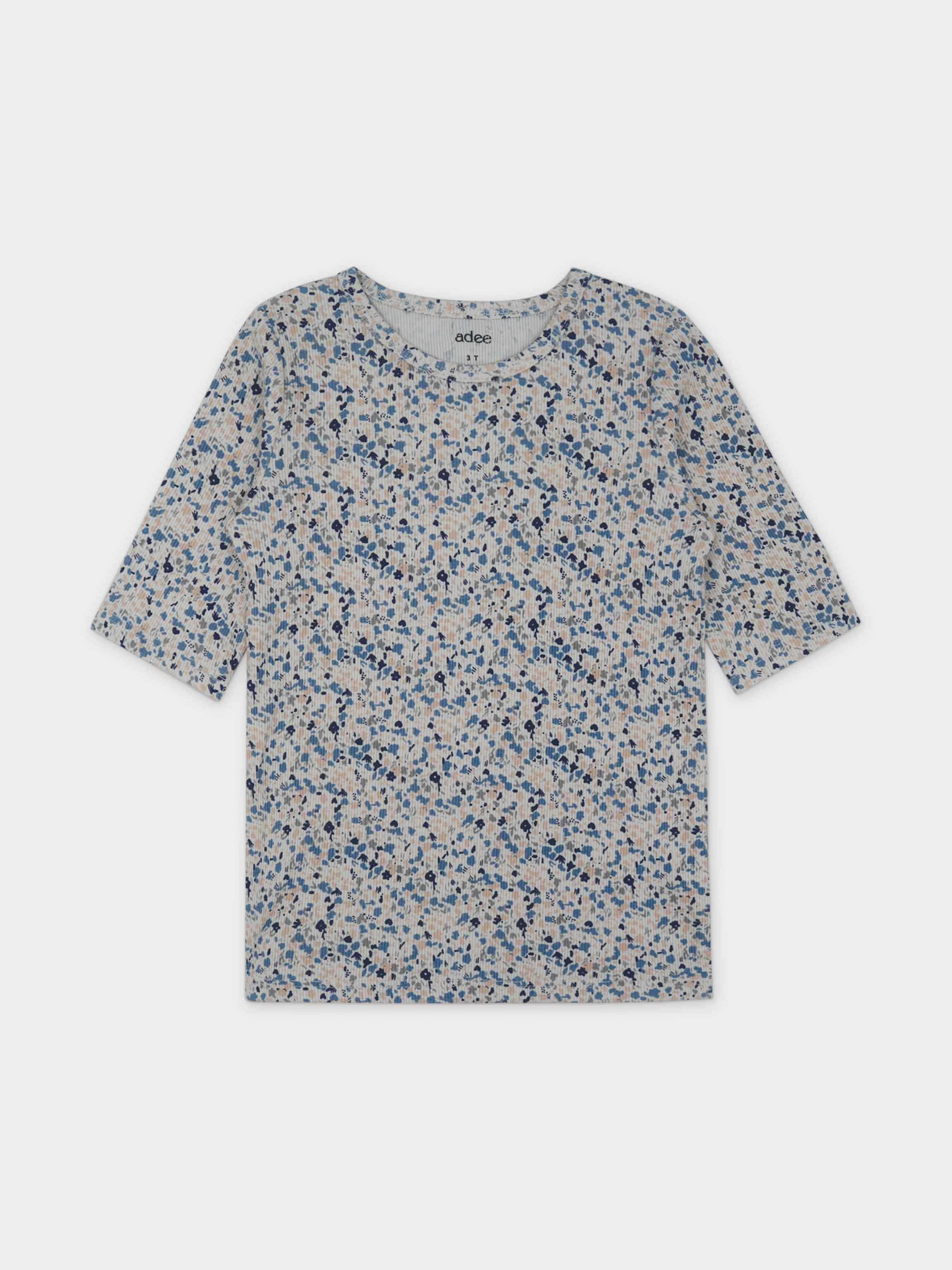 Water Color 3/4 Sleeve Shirt & Skirt-Blue
