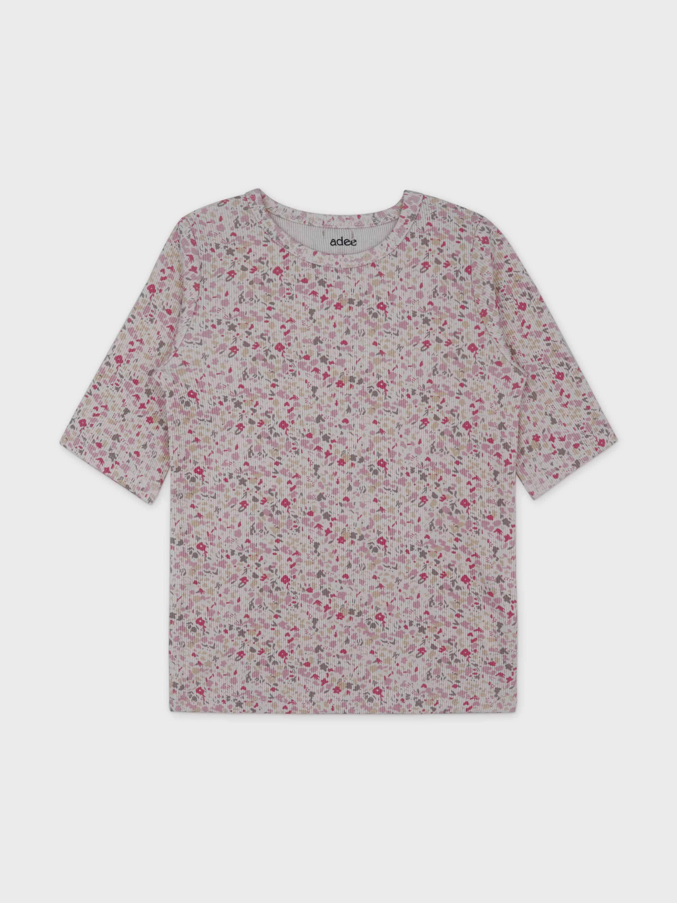 Water Color 3/4 Sleeve Shirt & Skirt-Pink
