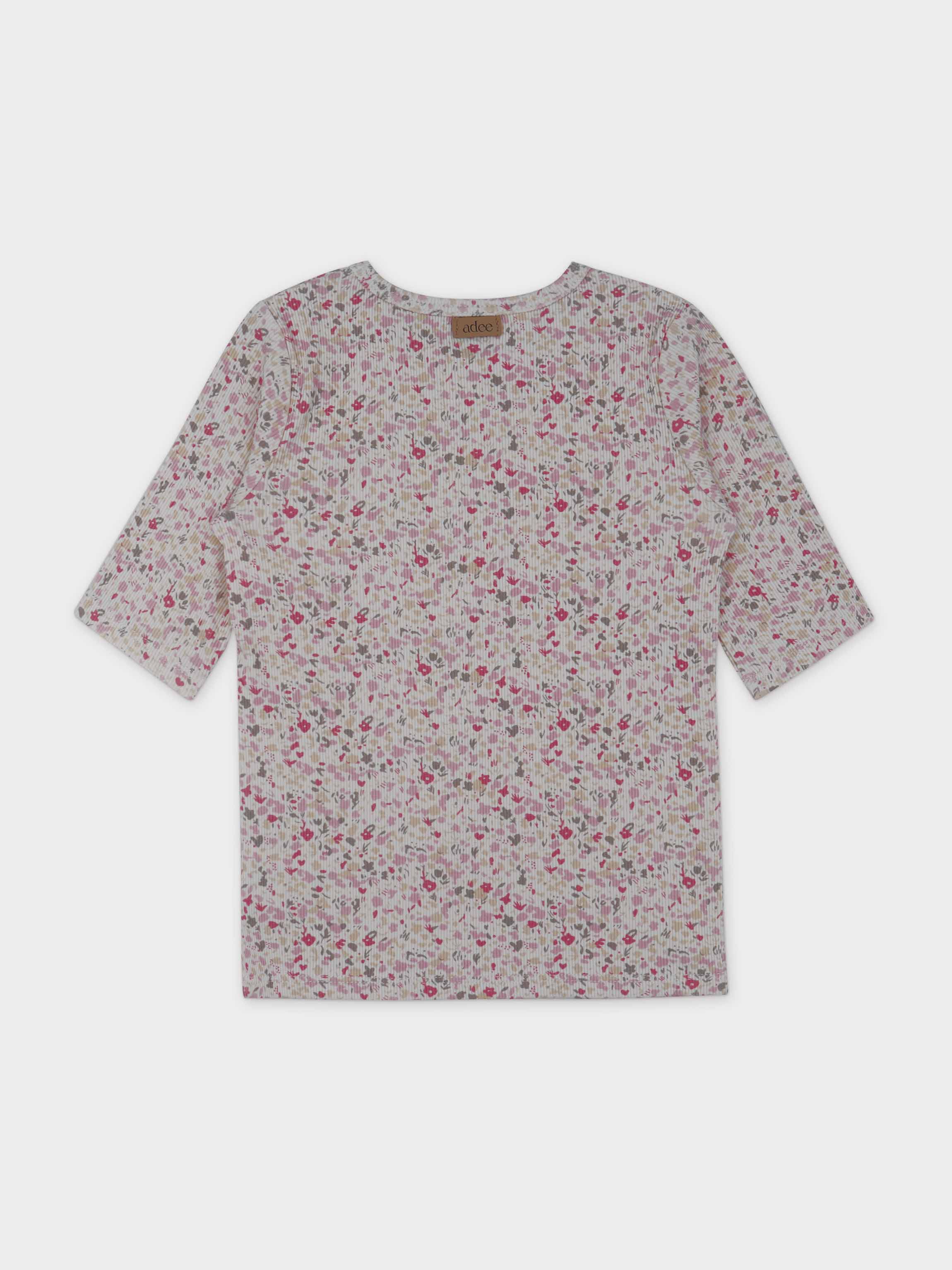 Water Color 3/4 Sleeve Shirt & Skirt-Pink