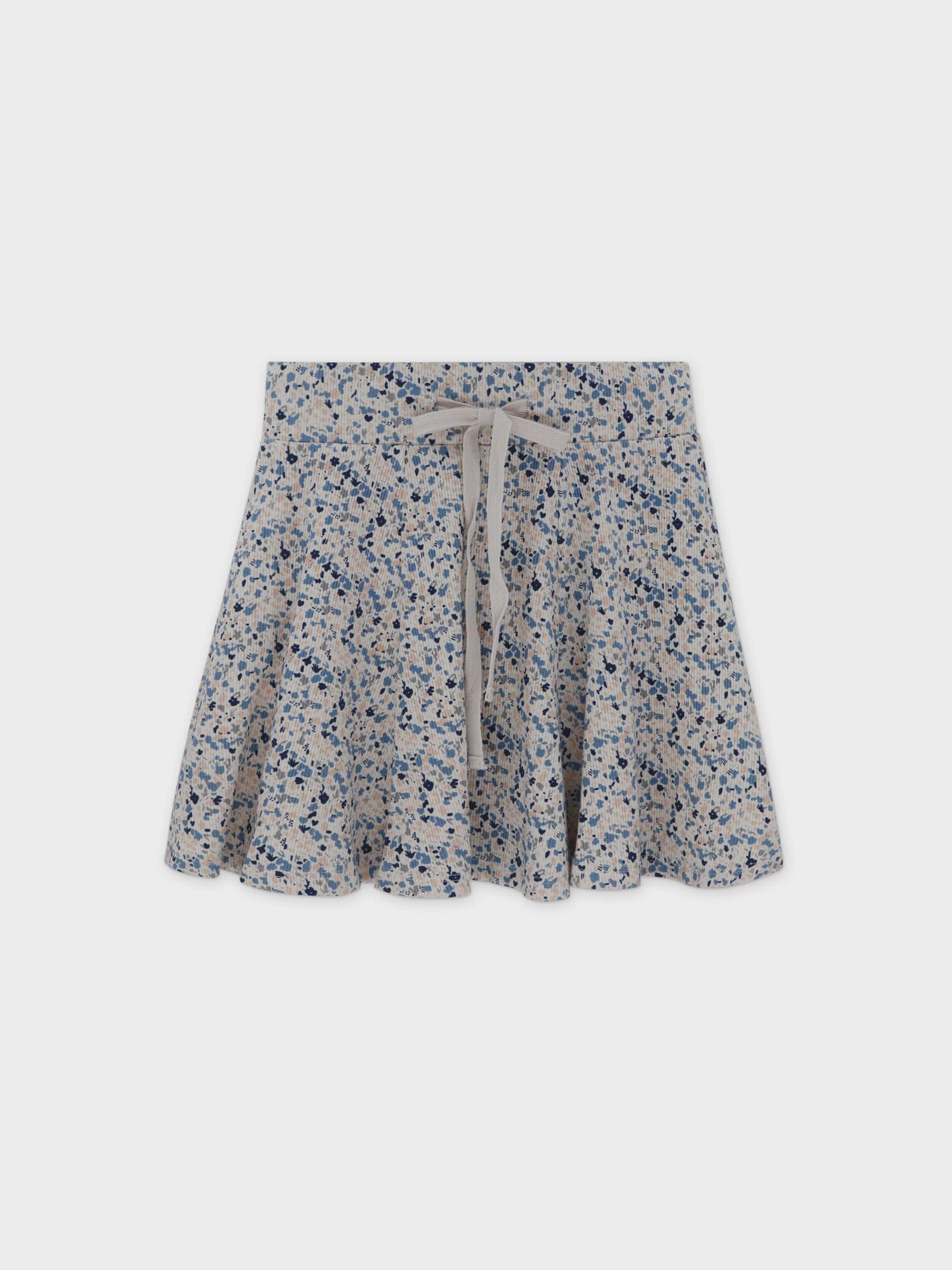 Water Color 3/4 Sleeve Shirt & Skirt-Blue