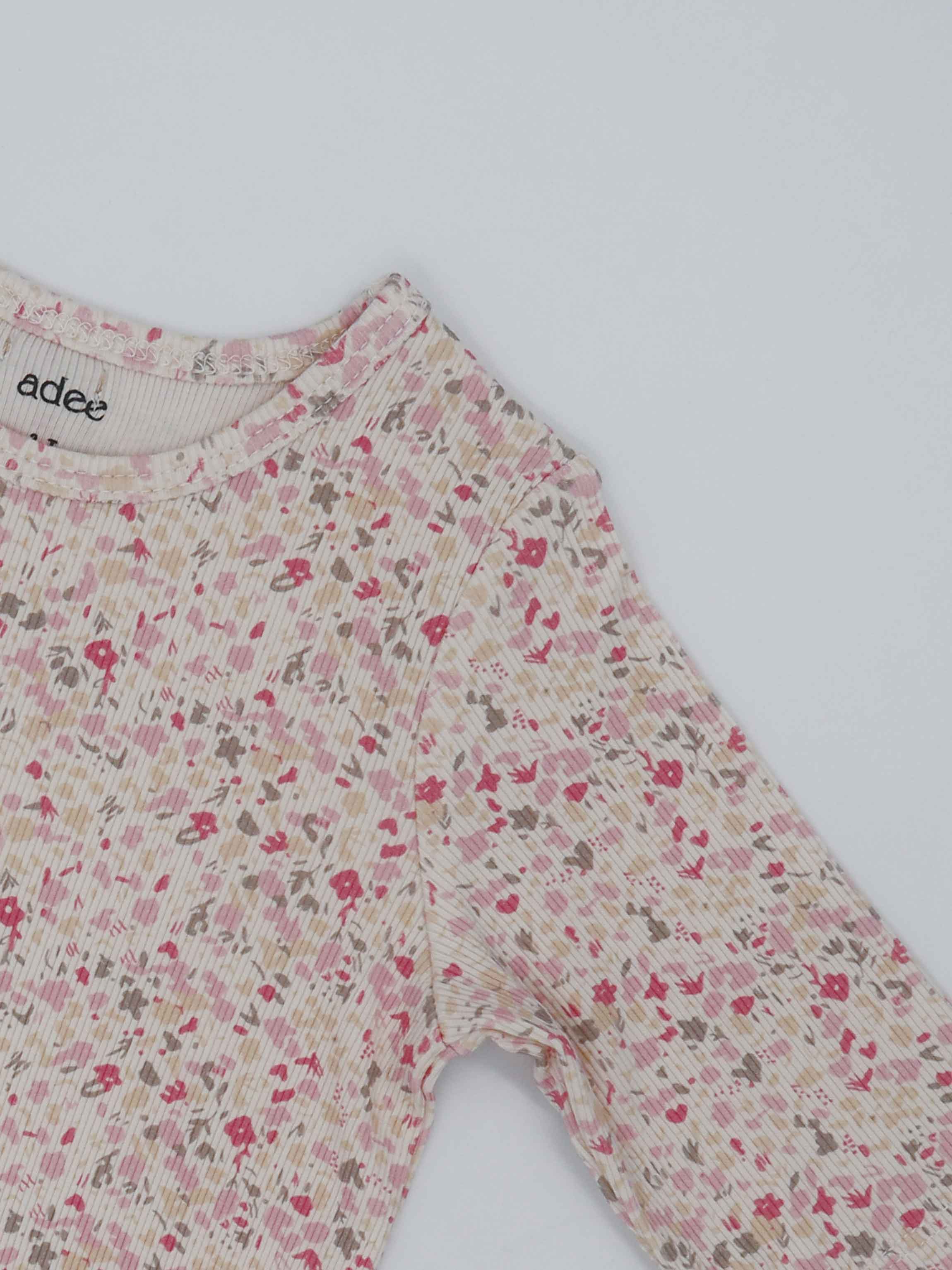 Water Color 3/4 Sleeve Shirt & Skirt-Pink