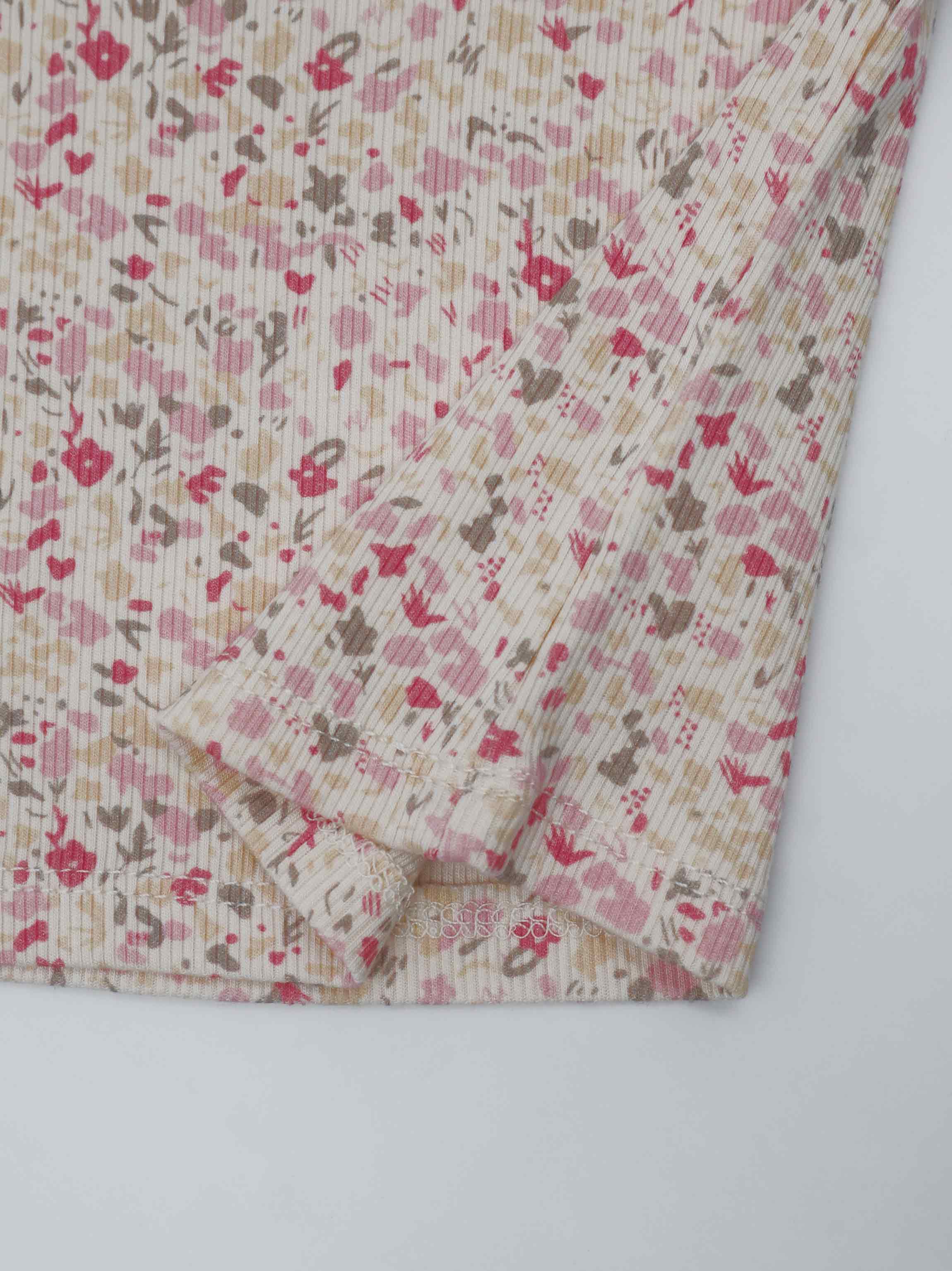 Water Color 3/4 Sleeve Shirt & Skirt-Pink