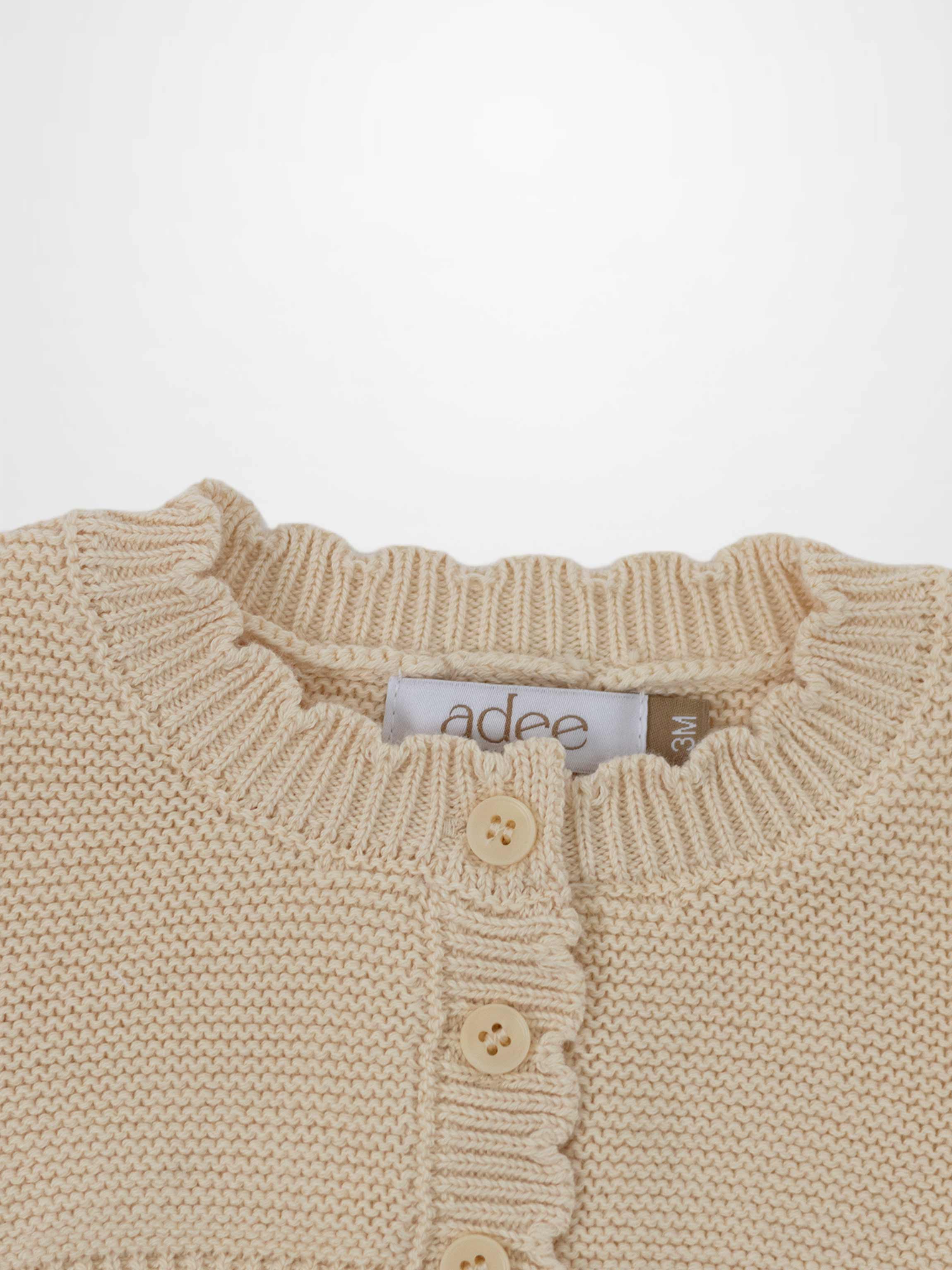 Cropped Cardigan with Lace - Ivory