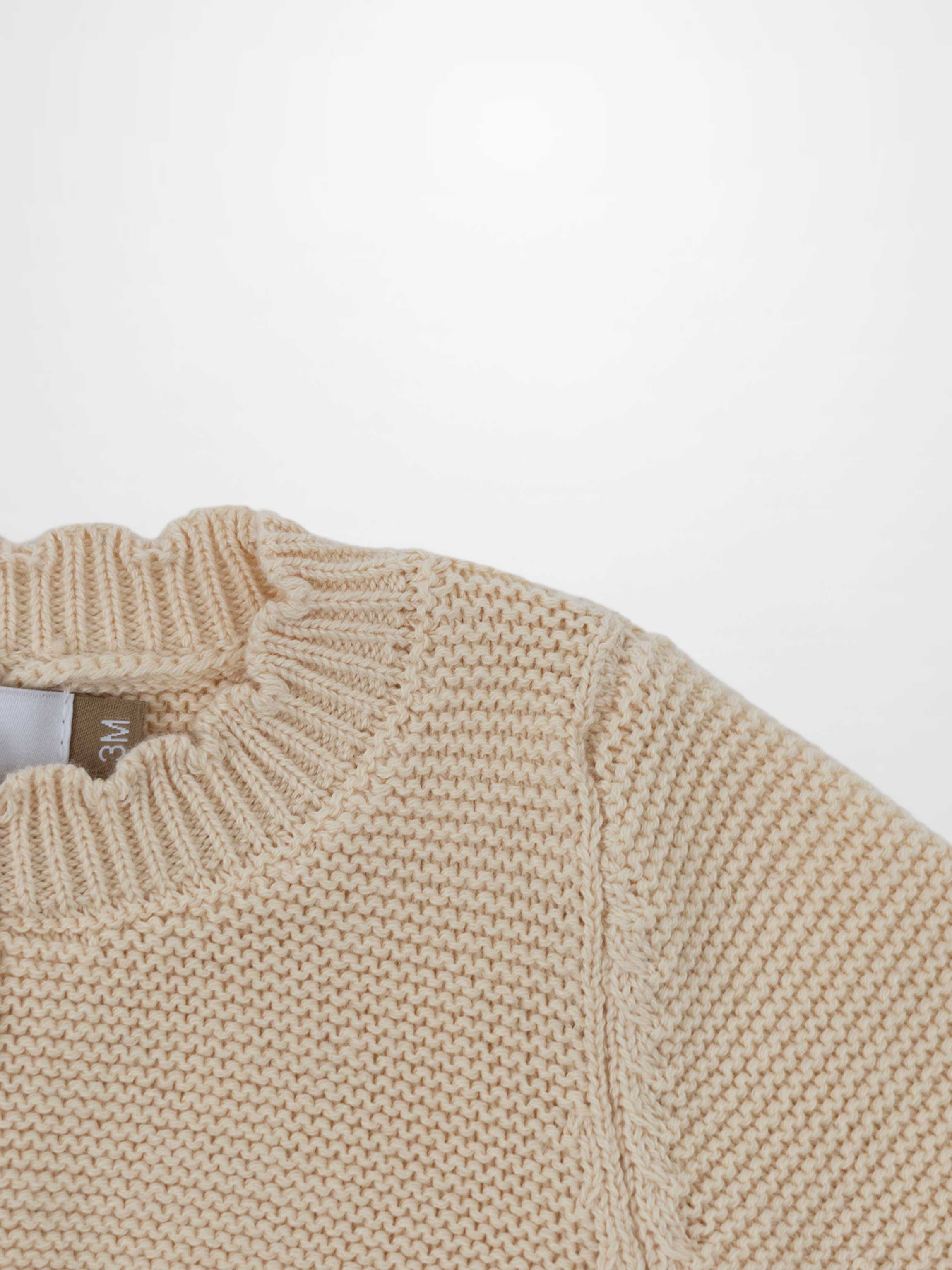 Cropped Cardigan with Lace - Ivory