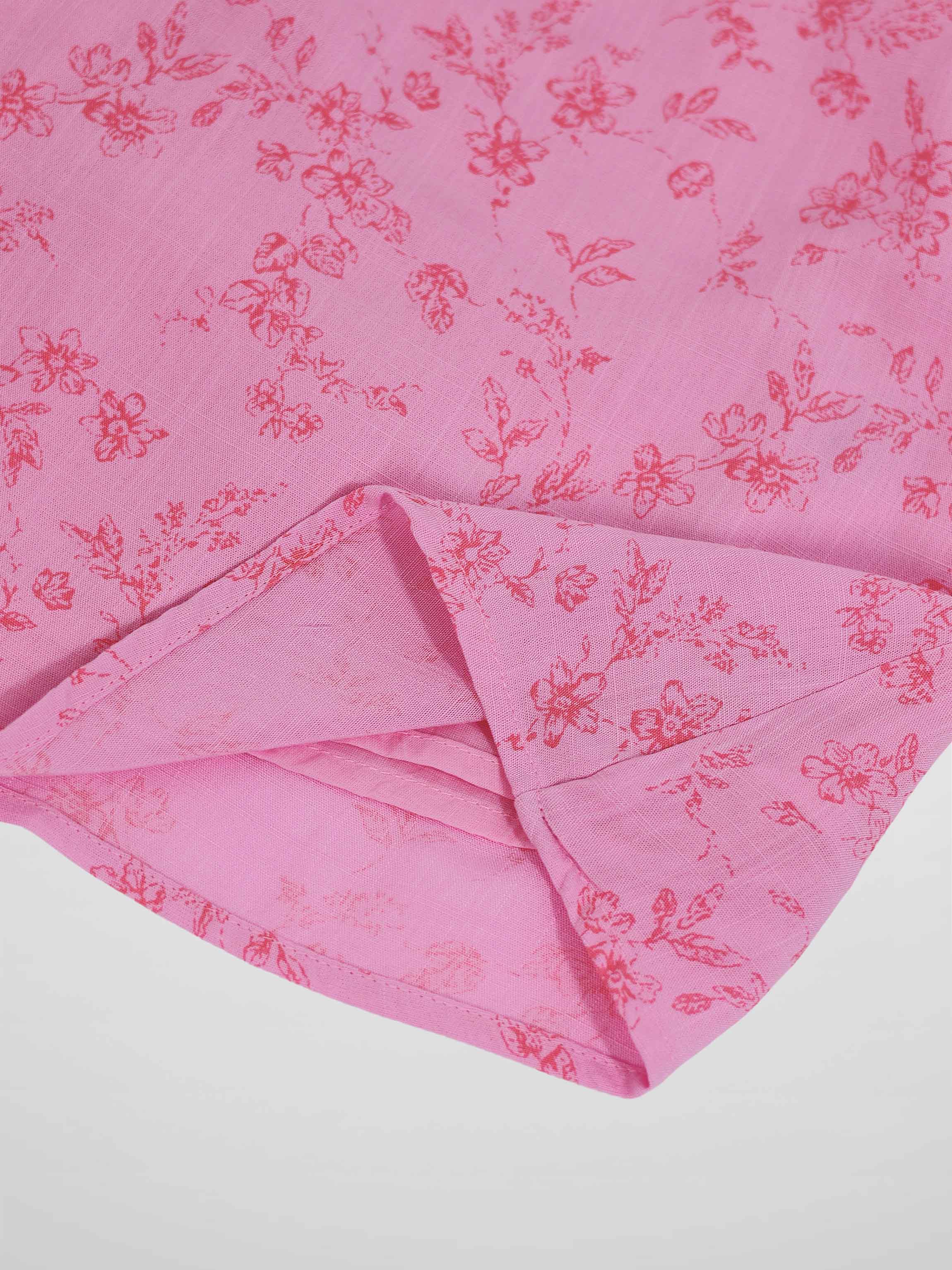 Pink Flower Dress - Short Sleeve