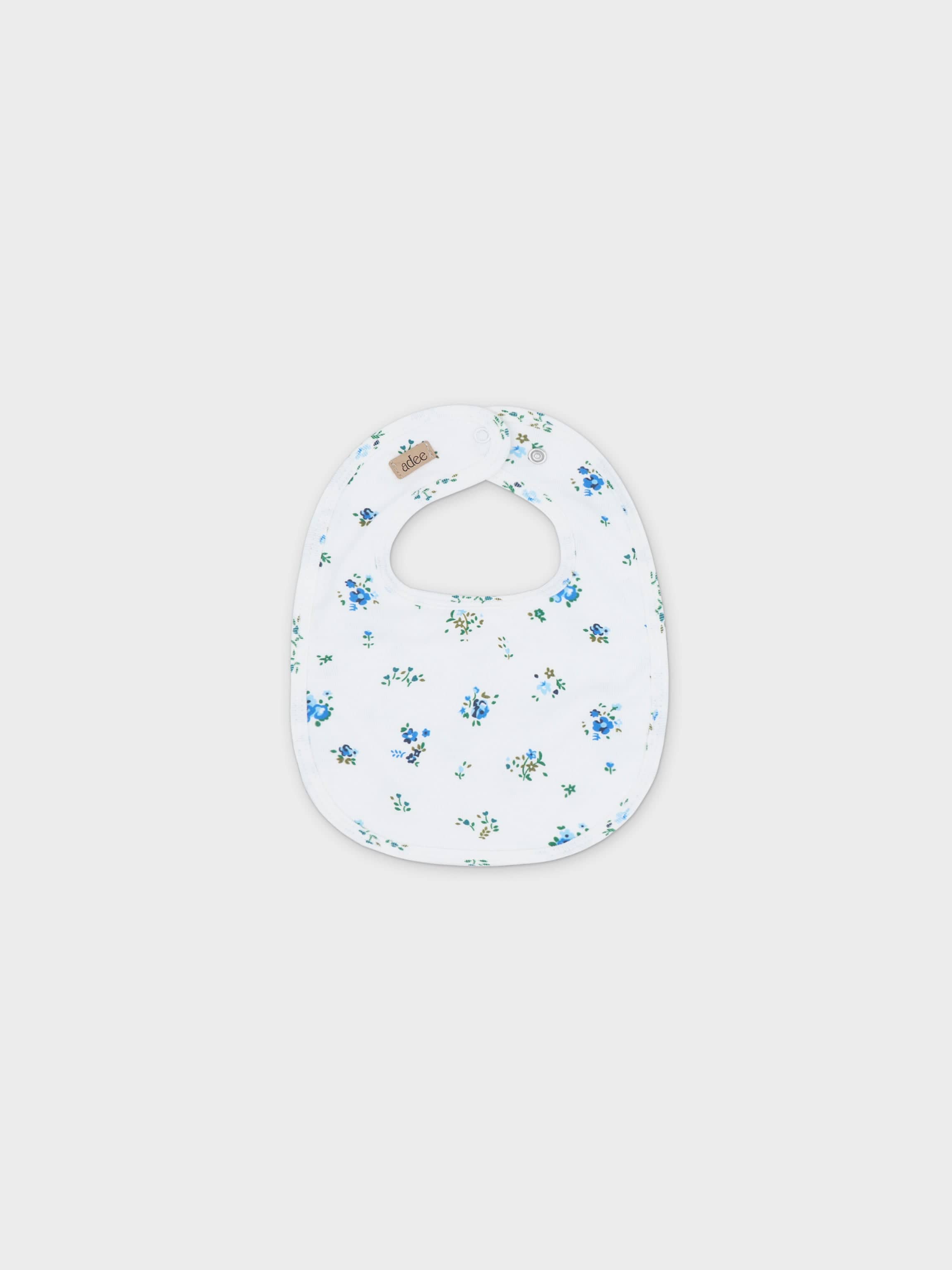 Freesia Flower Stretchy, Bonnet & Bib-Blue