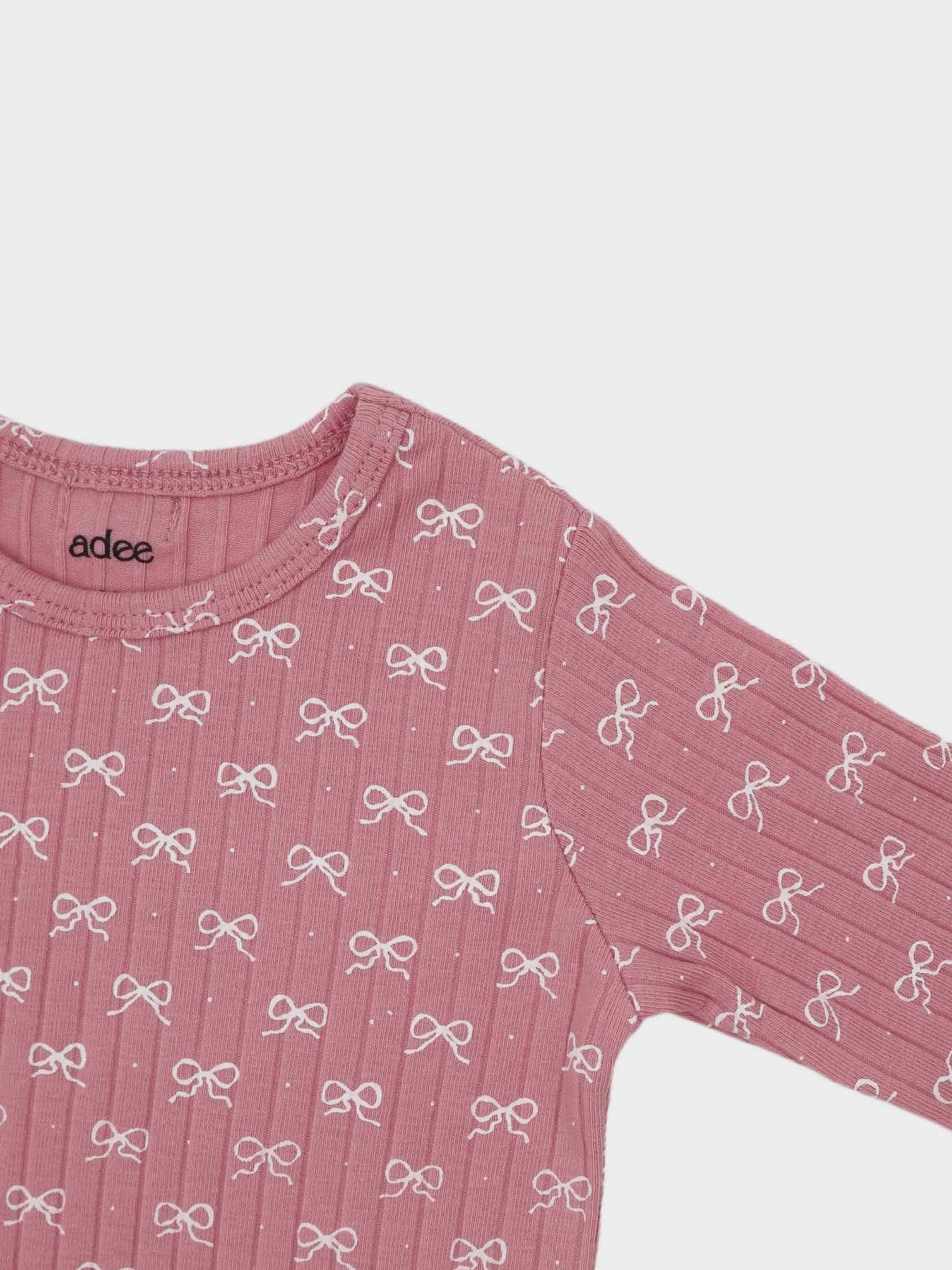 Girls pajamas with bow print