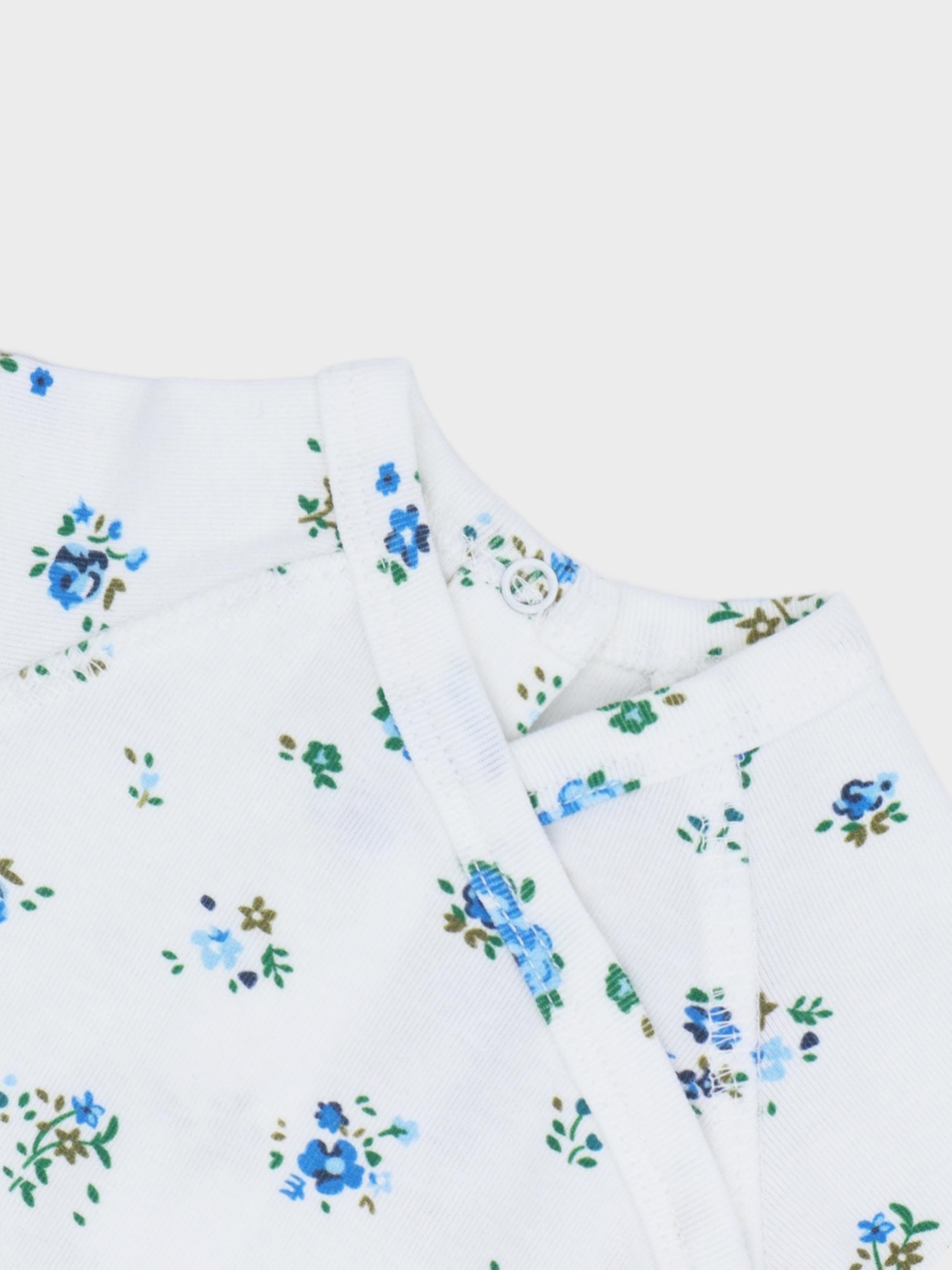 Freesia Flower Stretchy, Bonnet & Bib-Blue