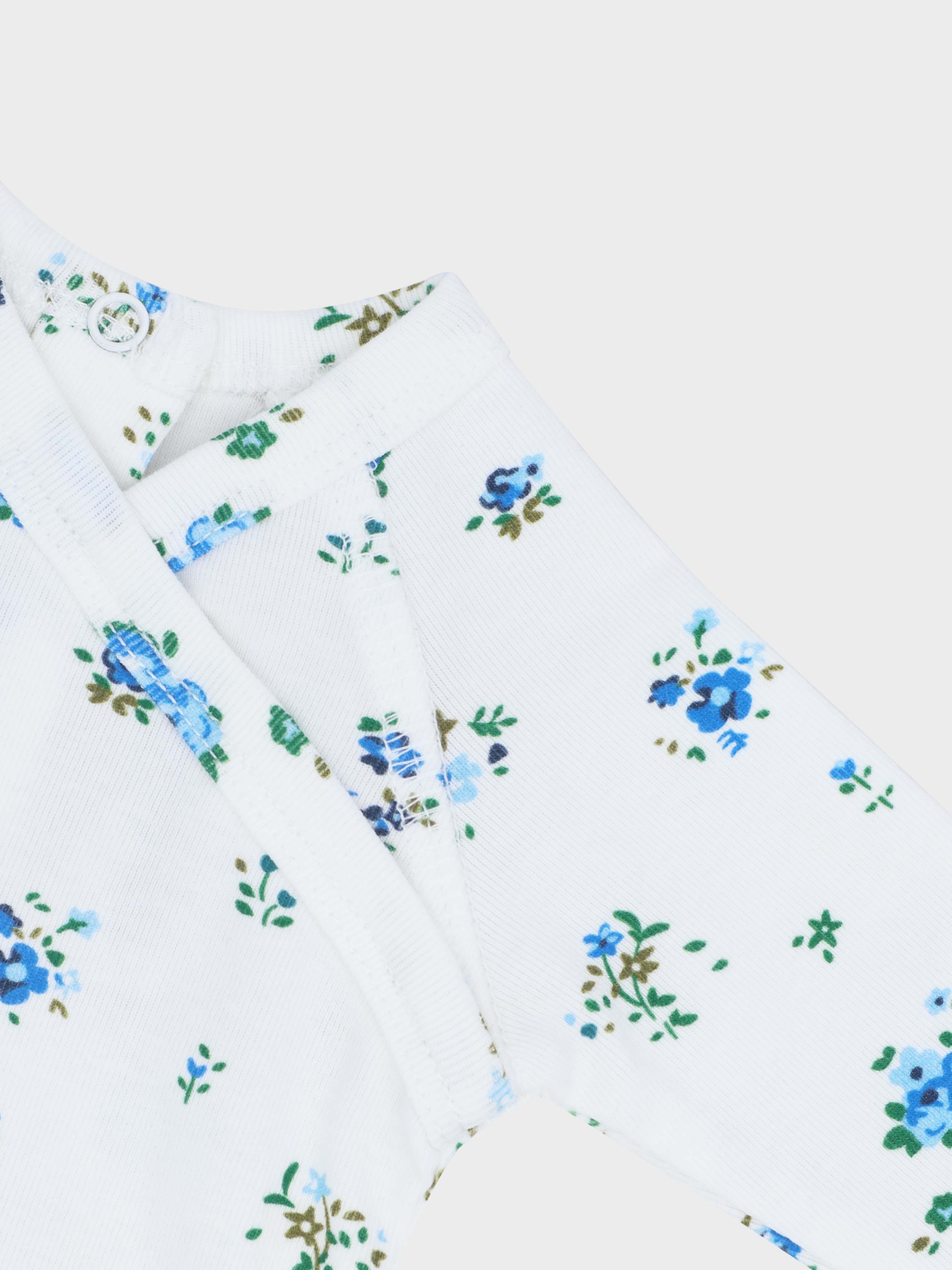 Freesia Flower Stretchy, Bonnet & Bib-Blue