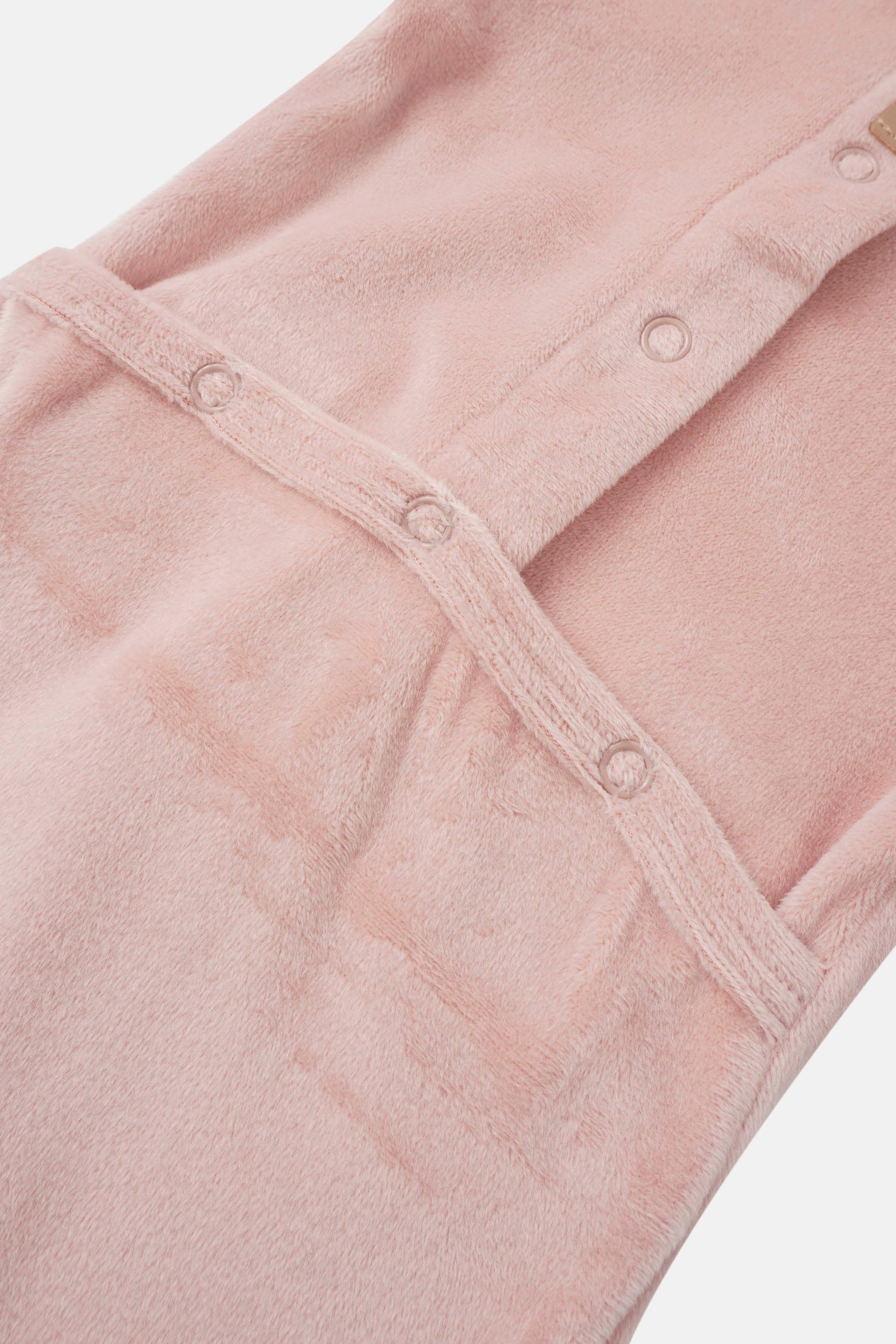 Ballerina Bear layette set, pink plush fabric with snap closures