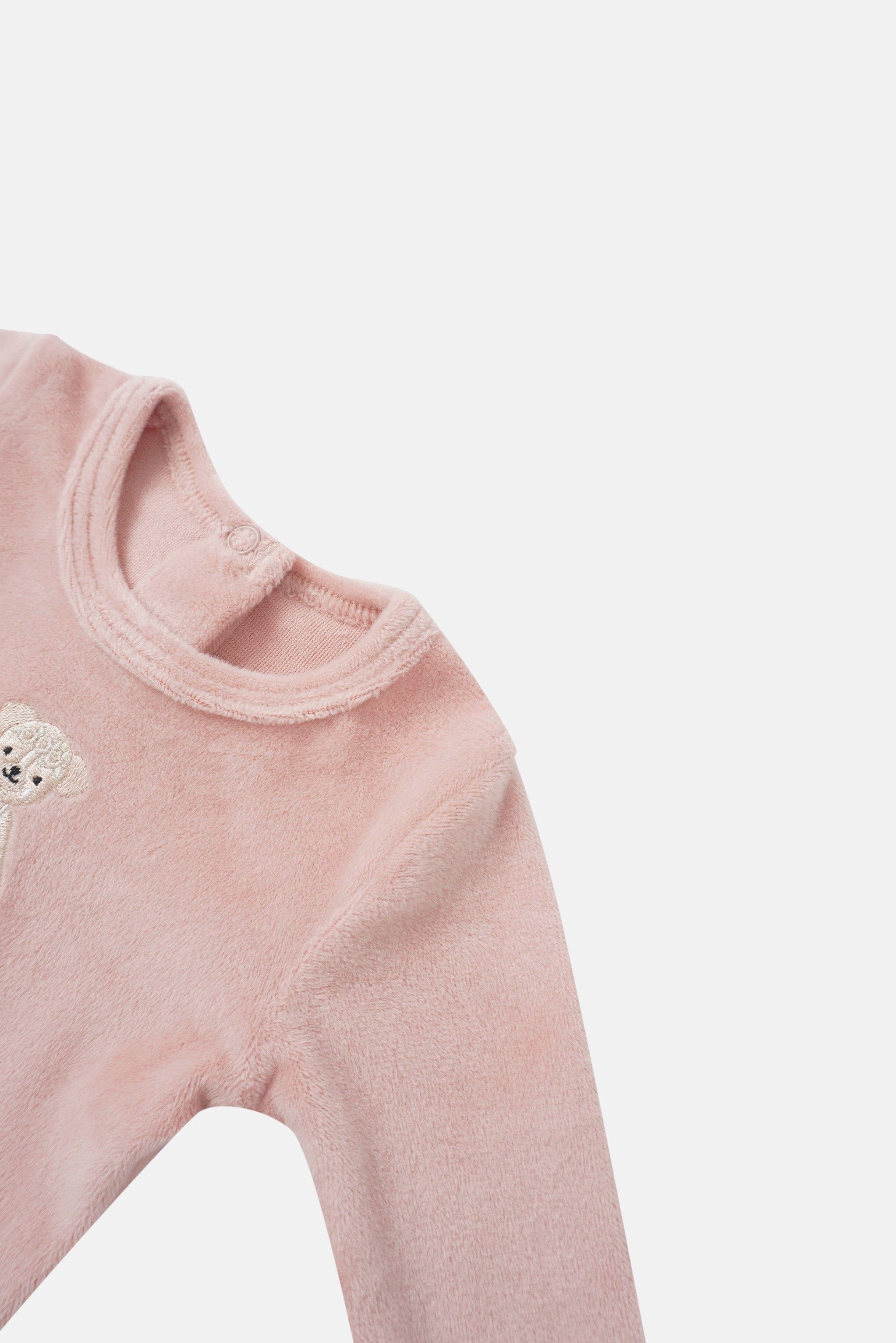 Ballerina Bear layette set by Adee, pink velour baby girls outfit.