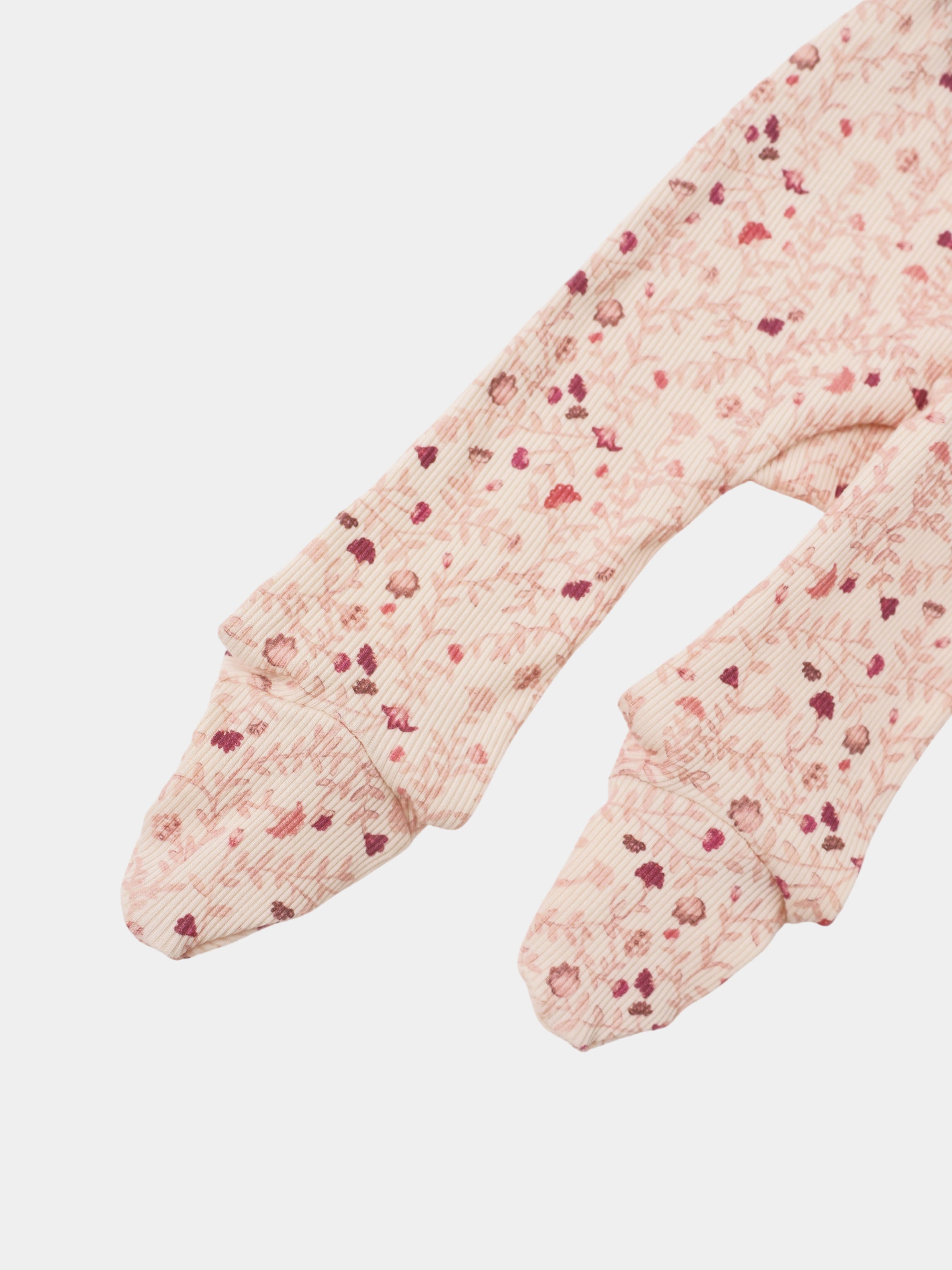 Garden Sprinkles girls layette set in pink floral ribbed fabric by Adee