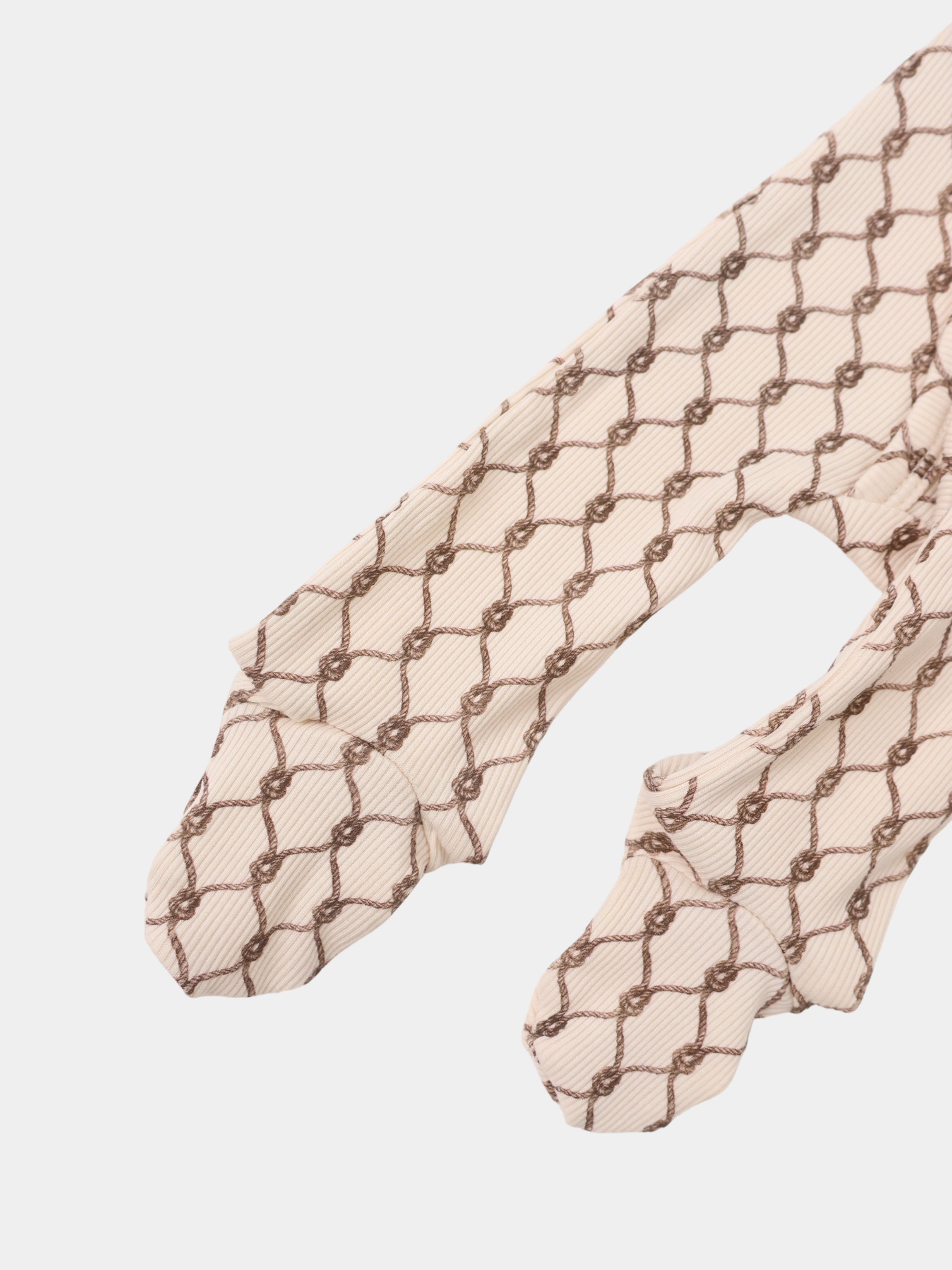 Brown Chain Layette Set by Adee for Boys; beige fabric with brown lattice pattern