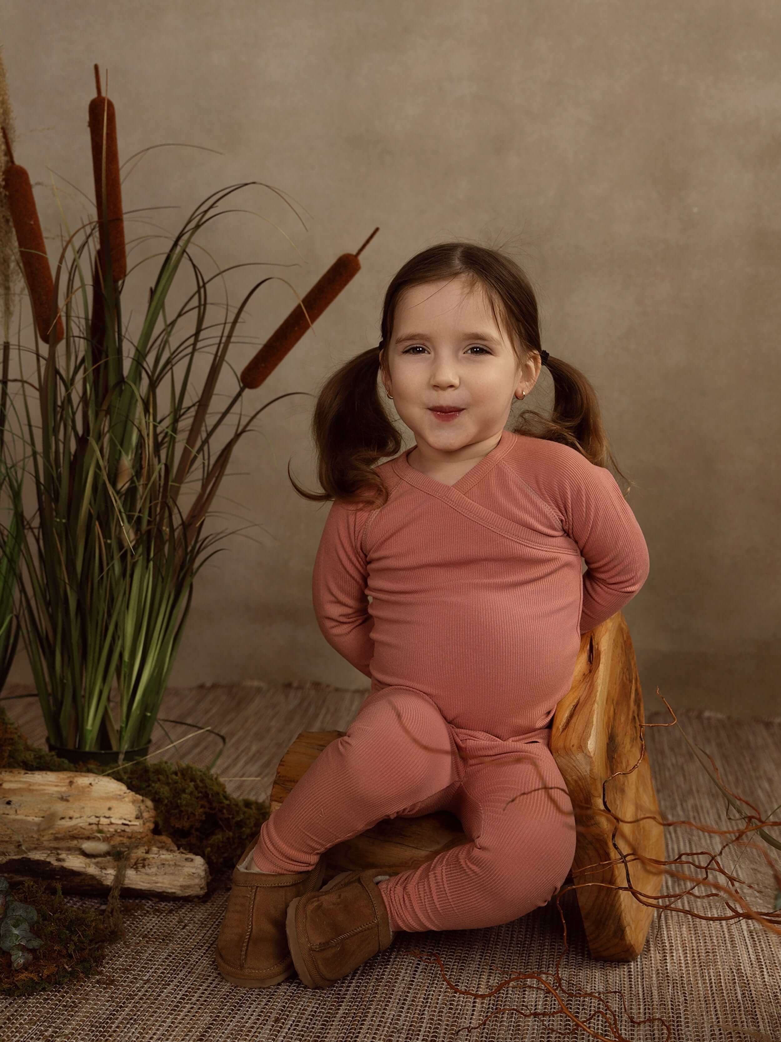 Crossover Thin Ribbed Pajama - Pink