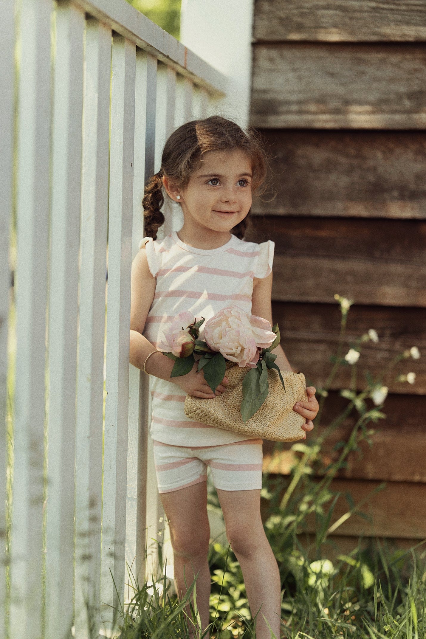 Tank Set with Ruffles-Pink & White Stripe