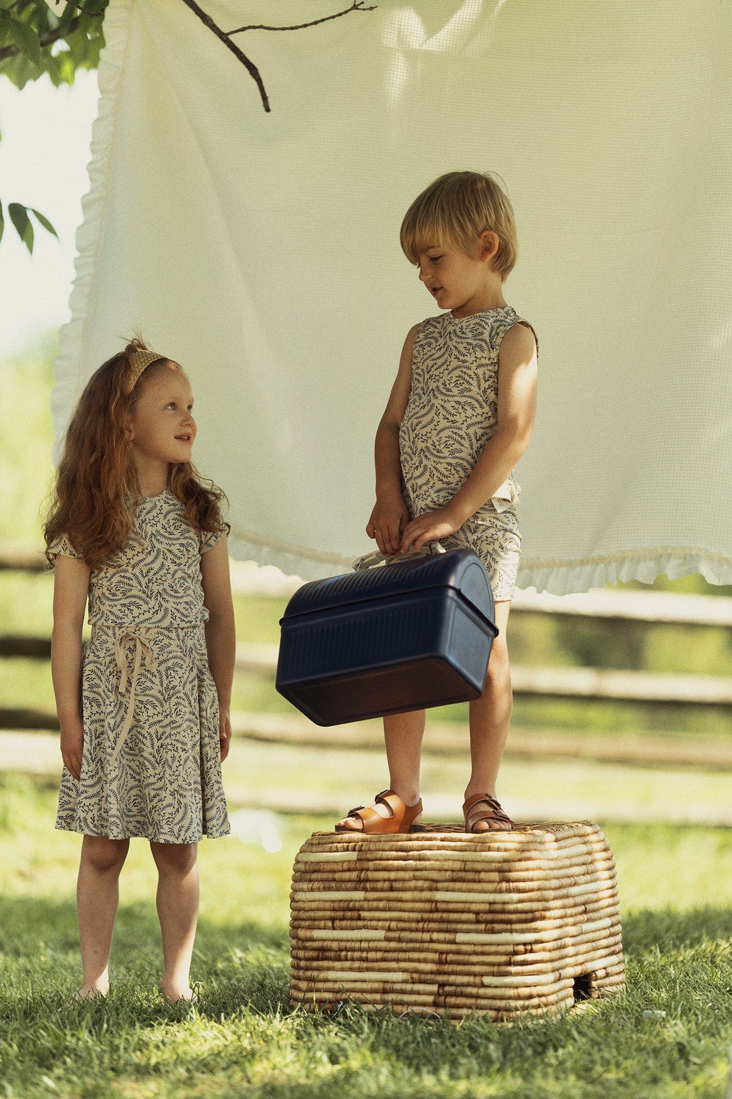 Paisley Short Sleeve Shirt & Skirt-Blue