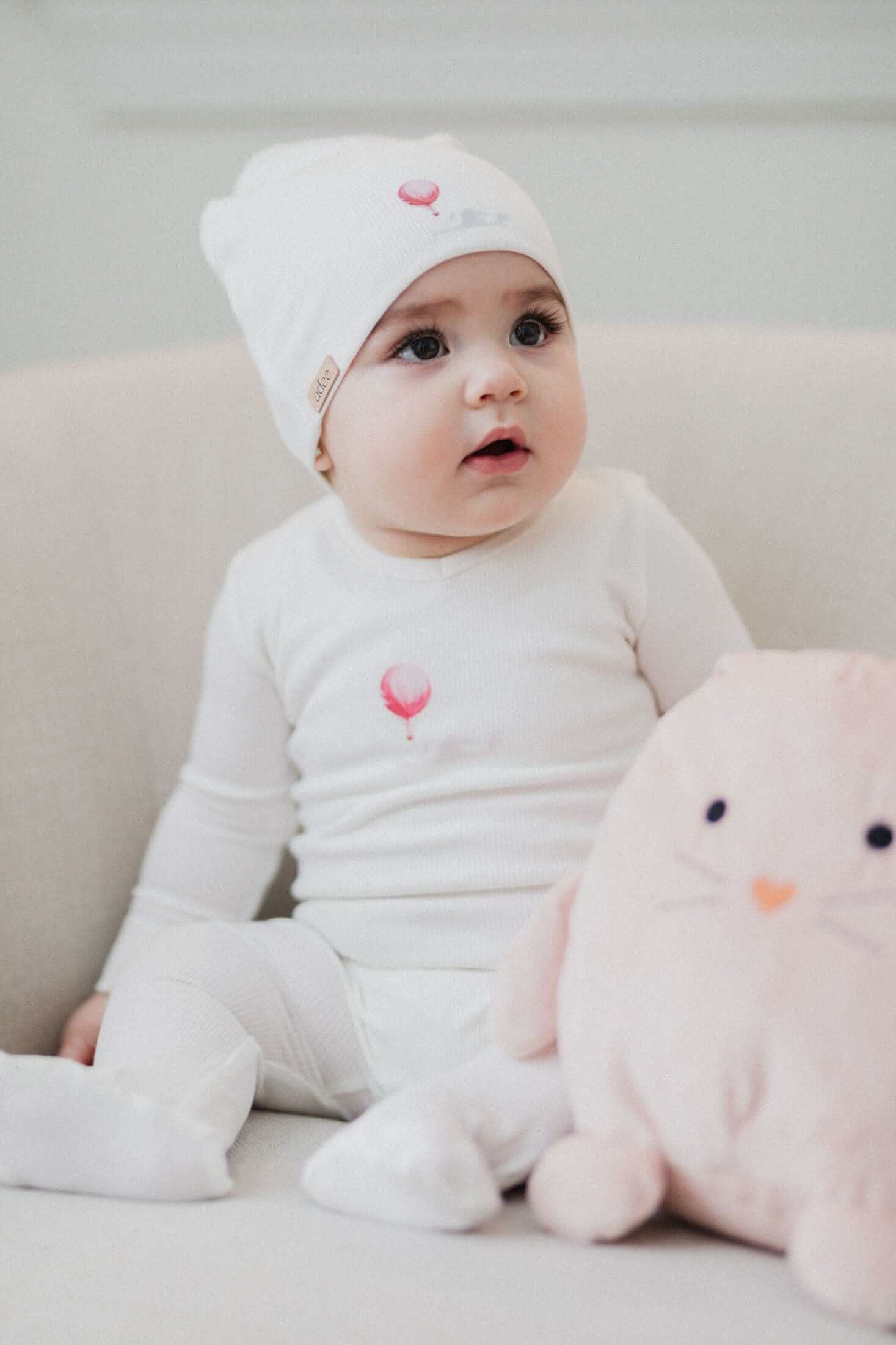 Baby jumpsuit footie pink balloon