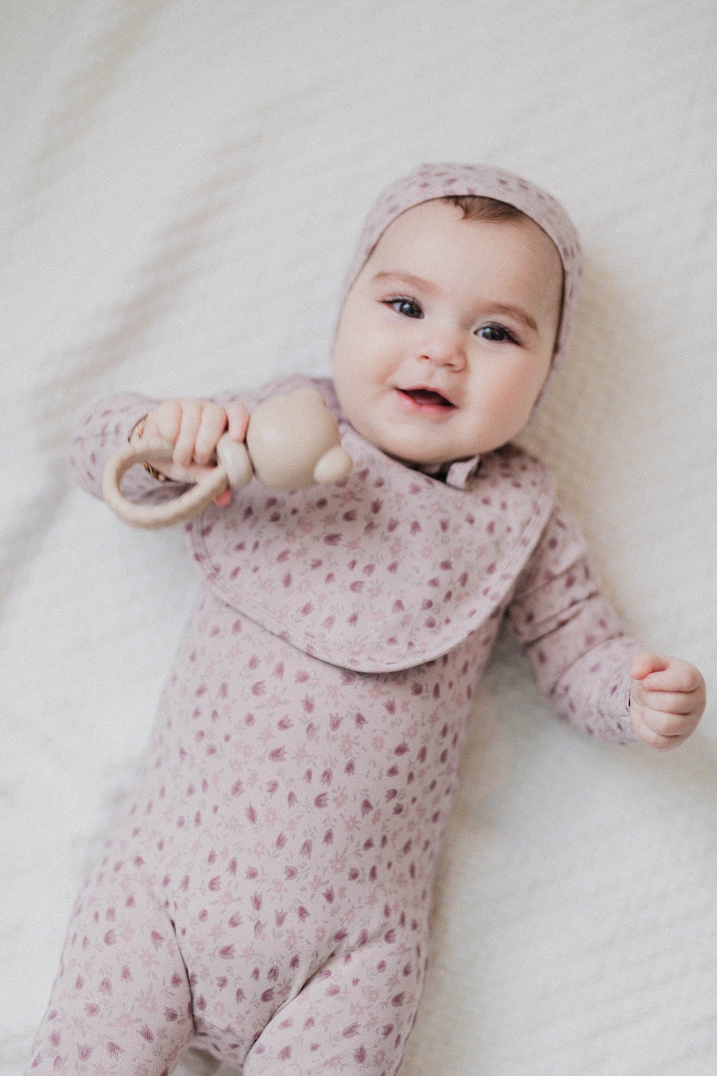 Pink Tulip Stretchy, Bonnet & Bib
