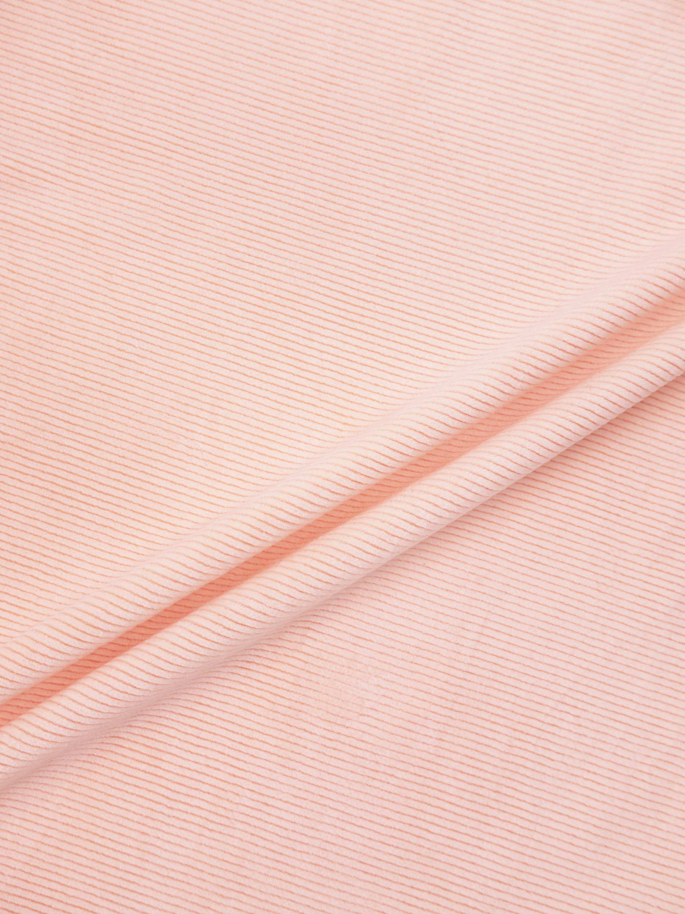 Girls layette set fabric in pink with fine horizontal stripes