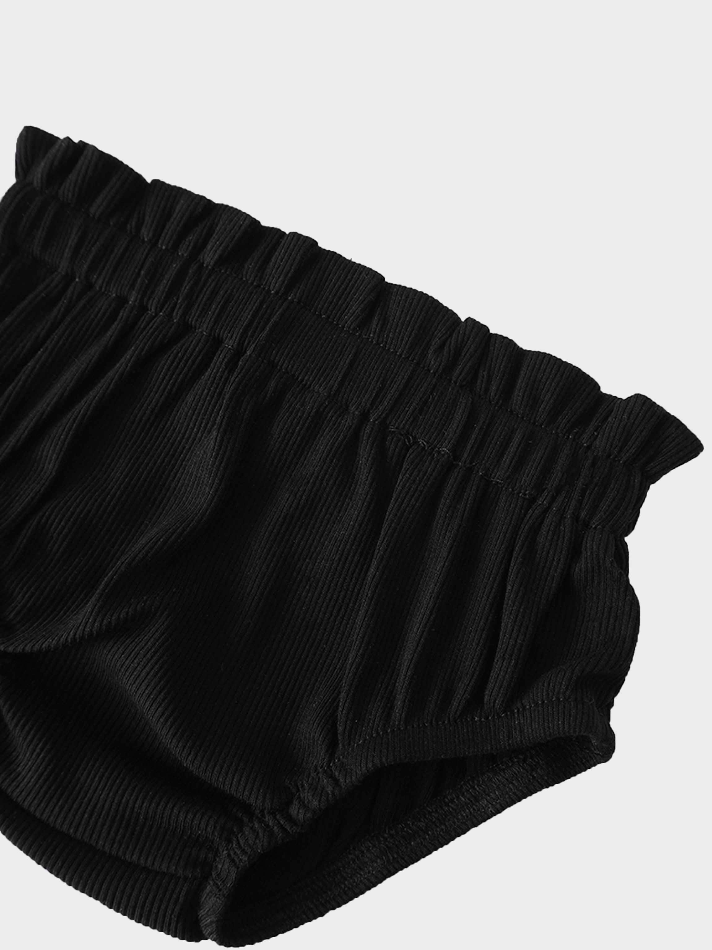 Paper Bag Waist Bloomers-Black