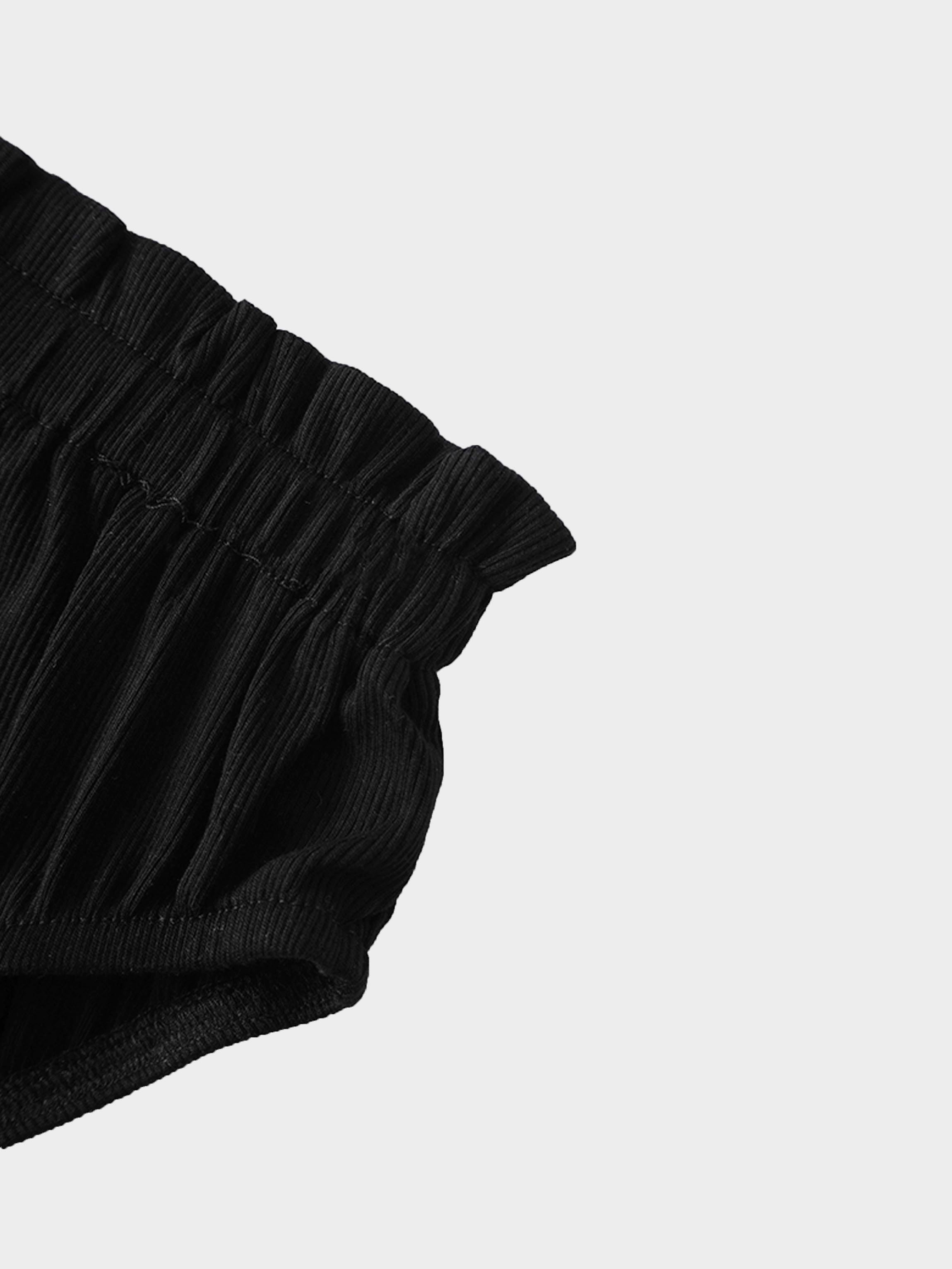 Paper Bag Waist Bloomers-Black