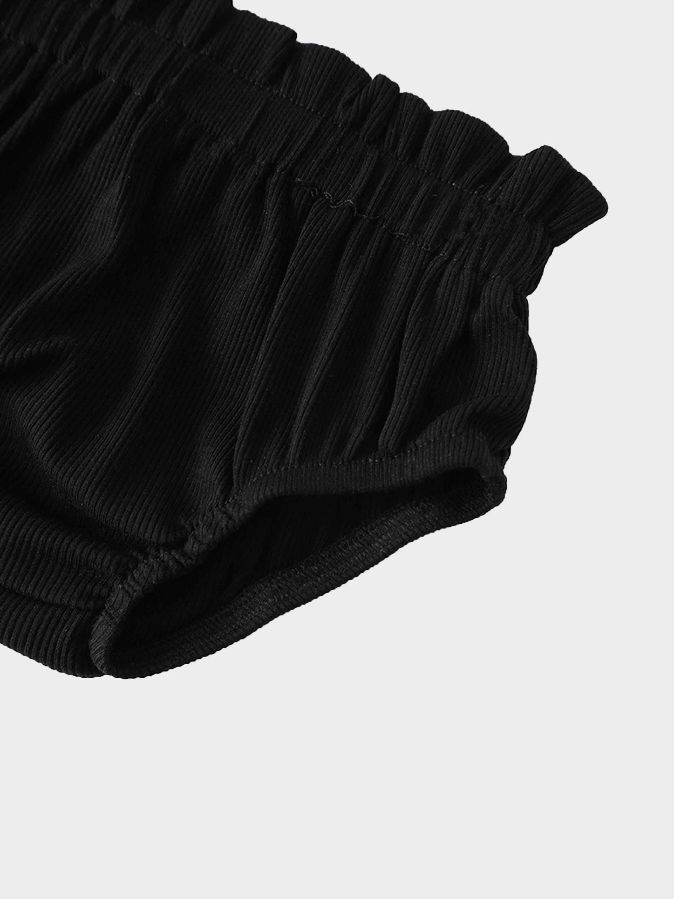 Paper Bag Waist Bloomers-Black