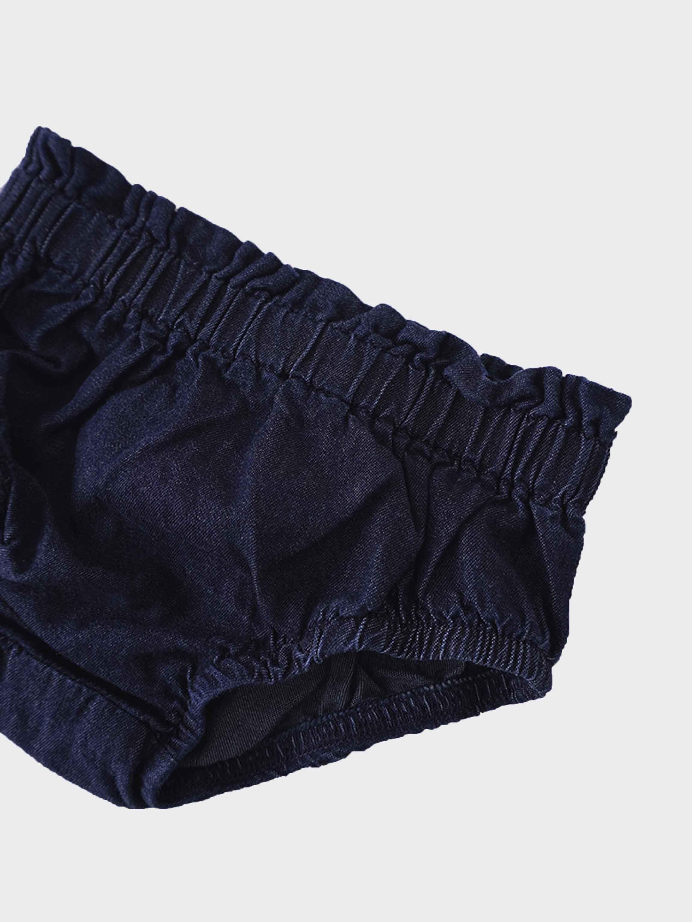 Paper Bag Waist Bloomers-Dark Denim