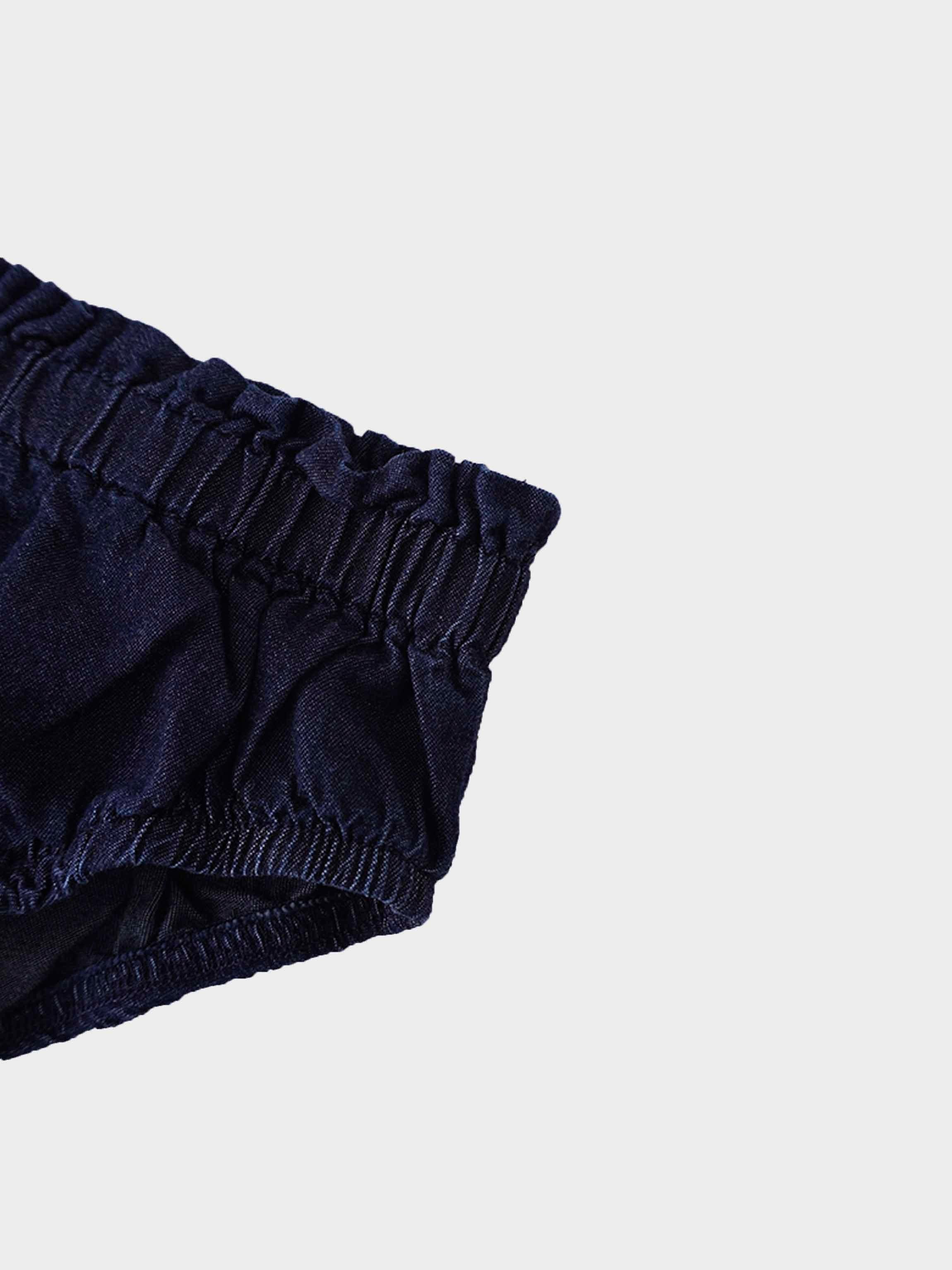 Paper Bag Waist Bloomers-Dark Denim