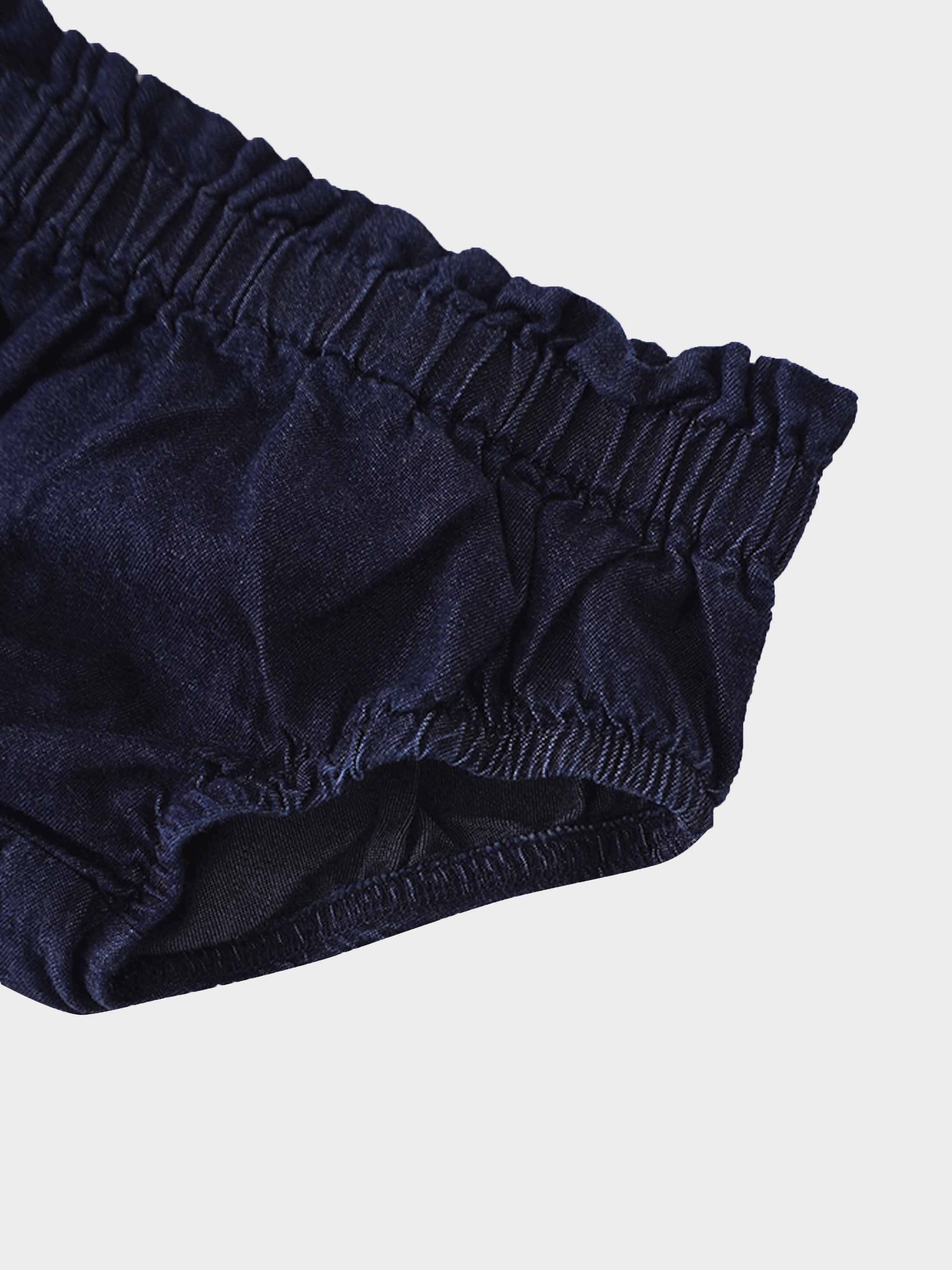 Paper Bag Waist Bloomers-Dark Denim