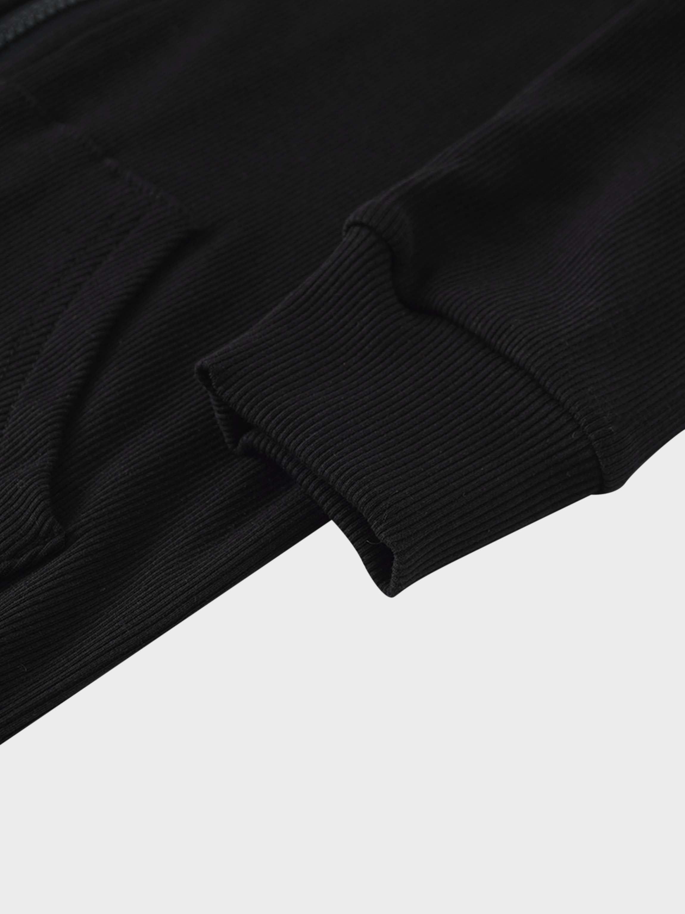 Thin - Ribbed Zip Sweatshirt - Black