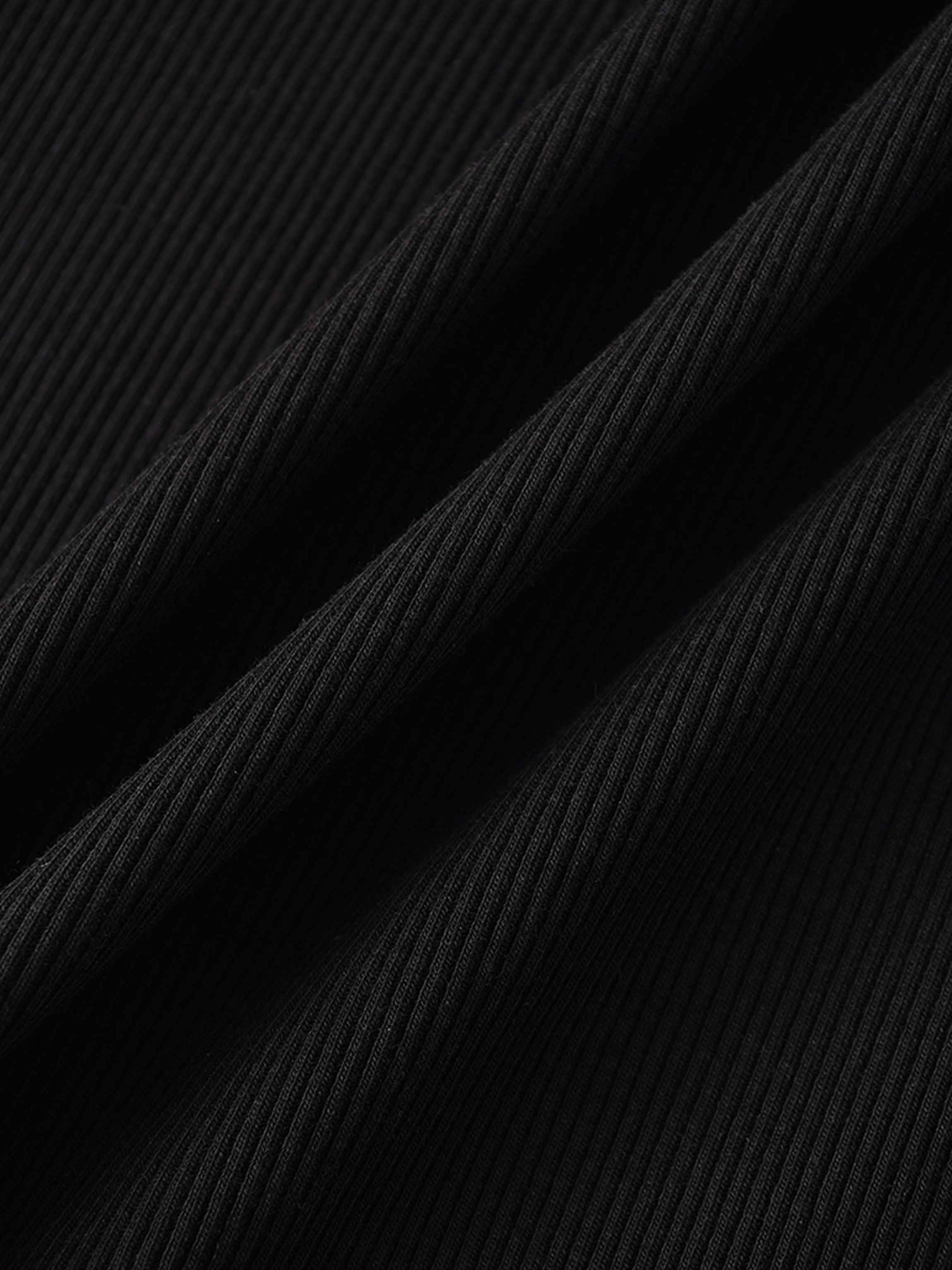 Thin - Ribbed Zip Sweatshirt - Black