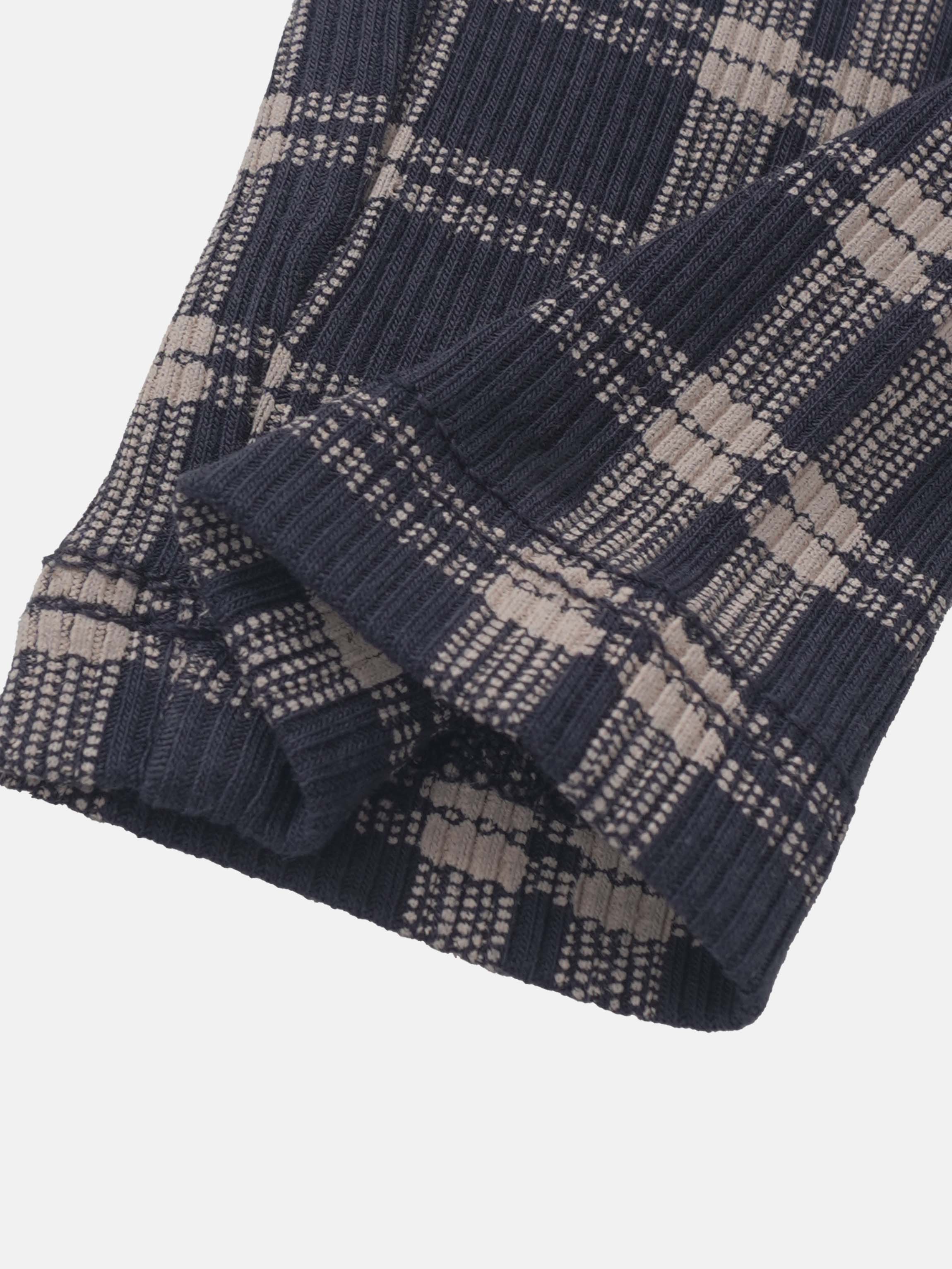 Adee Plaid Pajamas for boys - blue navy with beige plaid knit fabric.