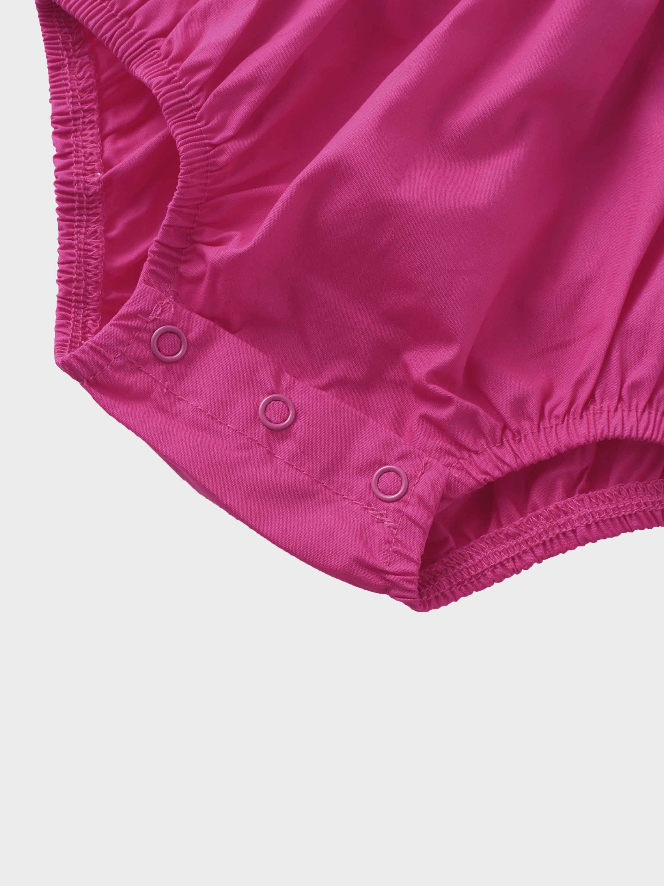 Baby girl pink romper diaper detail