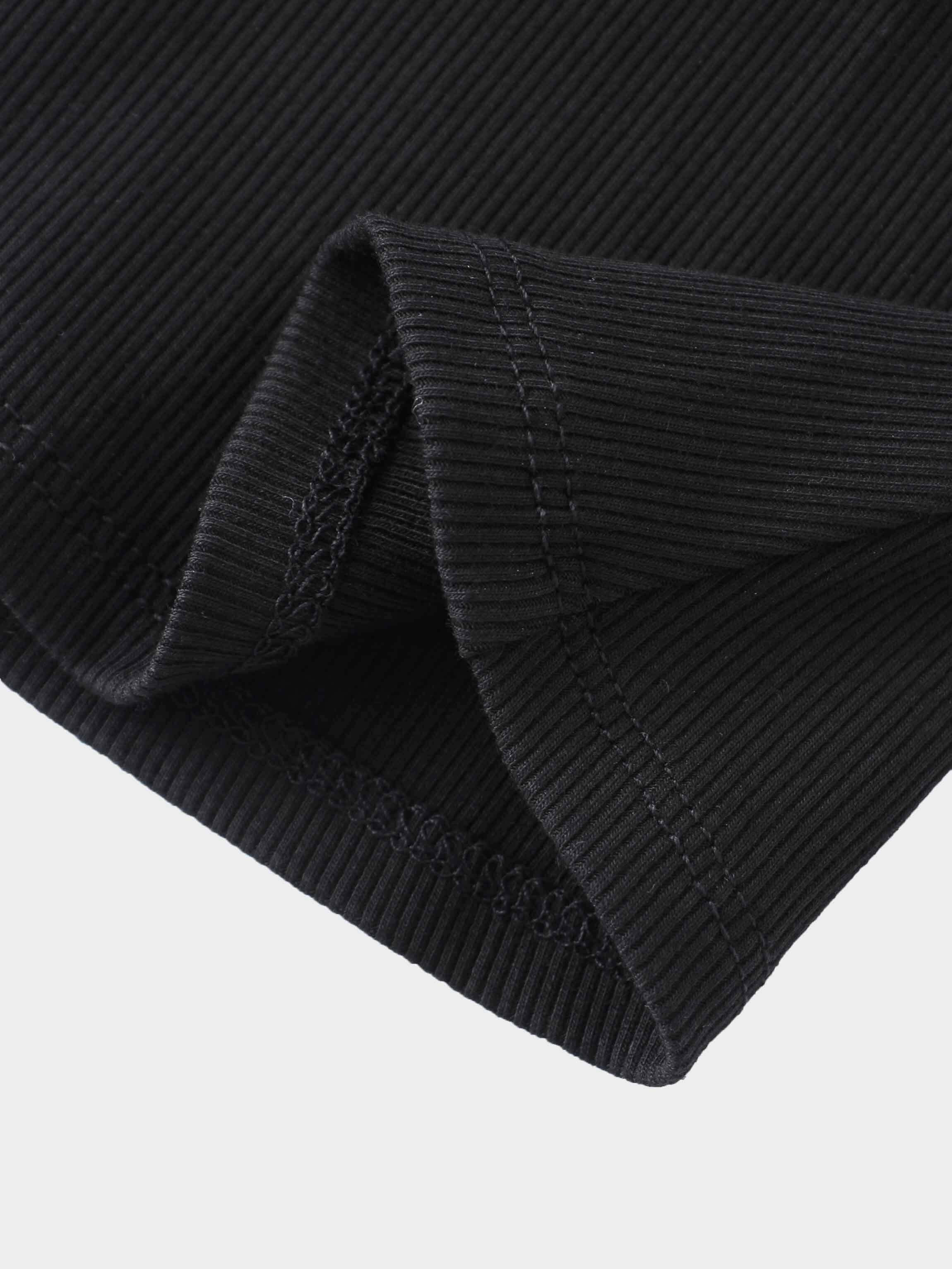 6 Panel Skirt- Black Ribbed