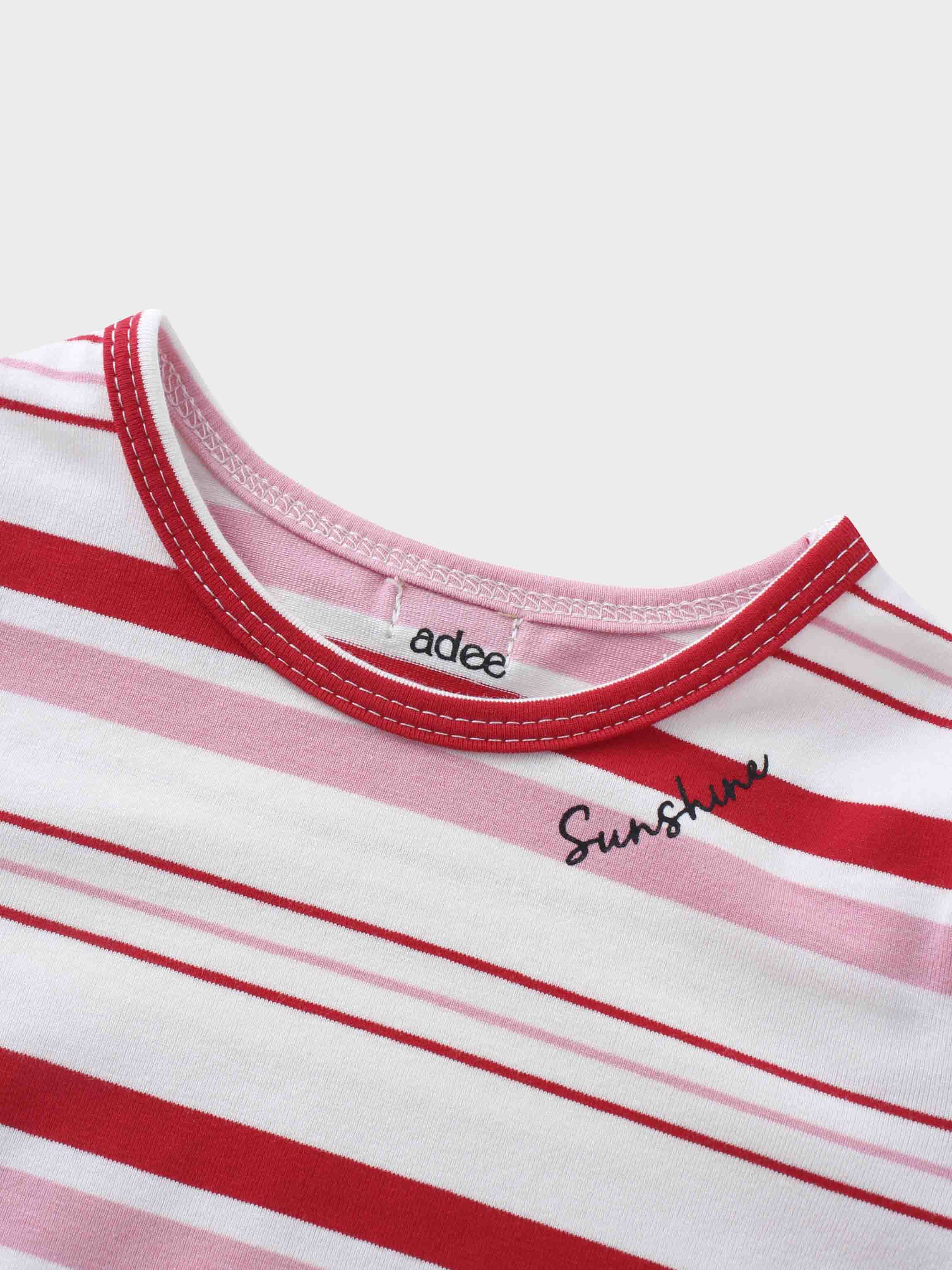 Pink and red striped girls shirts