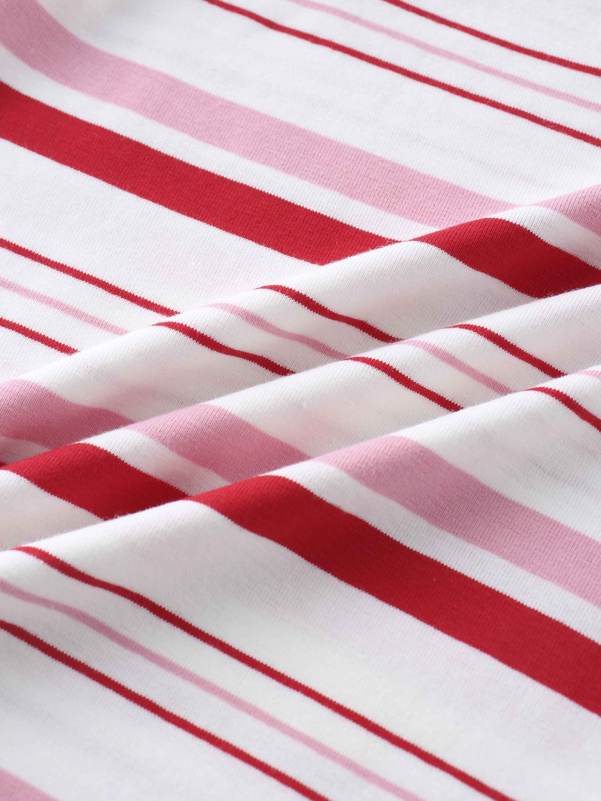 Pink and red stripes on girls shirts