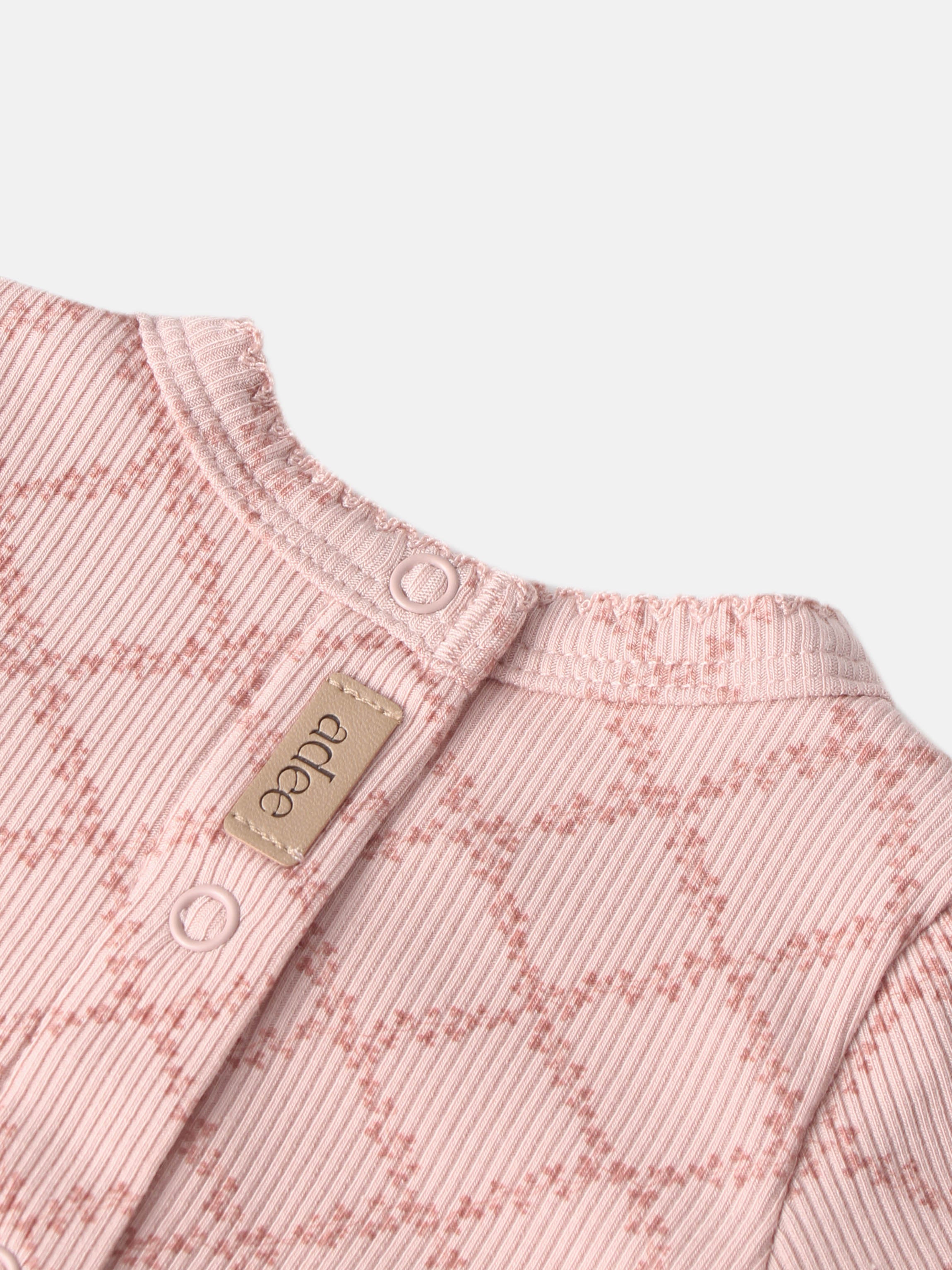 Pink Leaf Layette Set by Adee; ribbed knit baby girls clothing with brand tag
