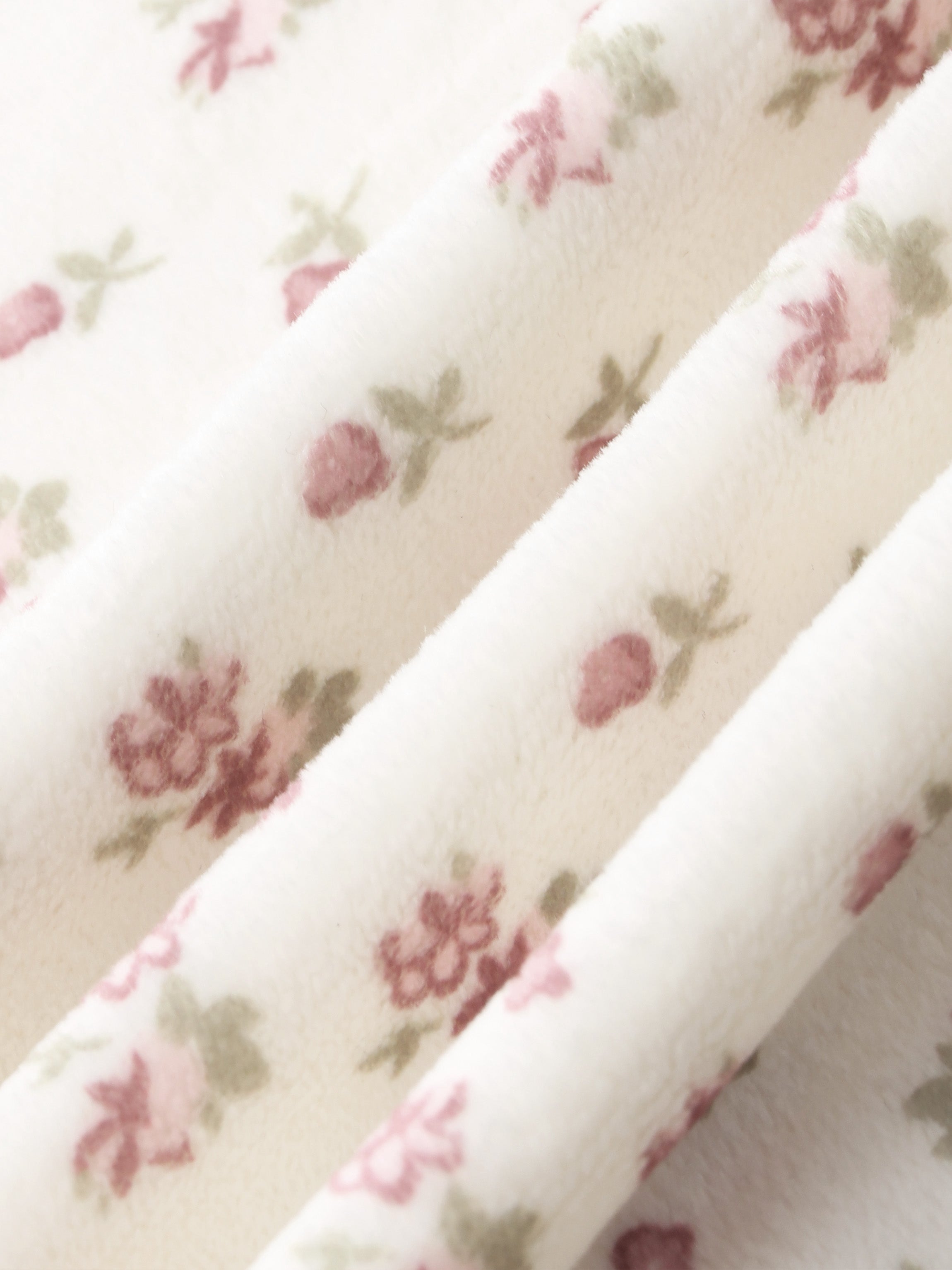 Tiny Blossom Layette Set by Adee; plush white fleece with pink floral pattern